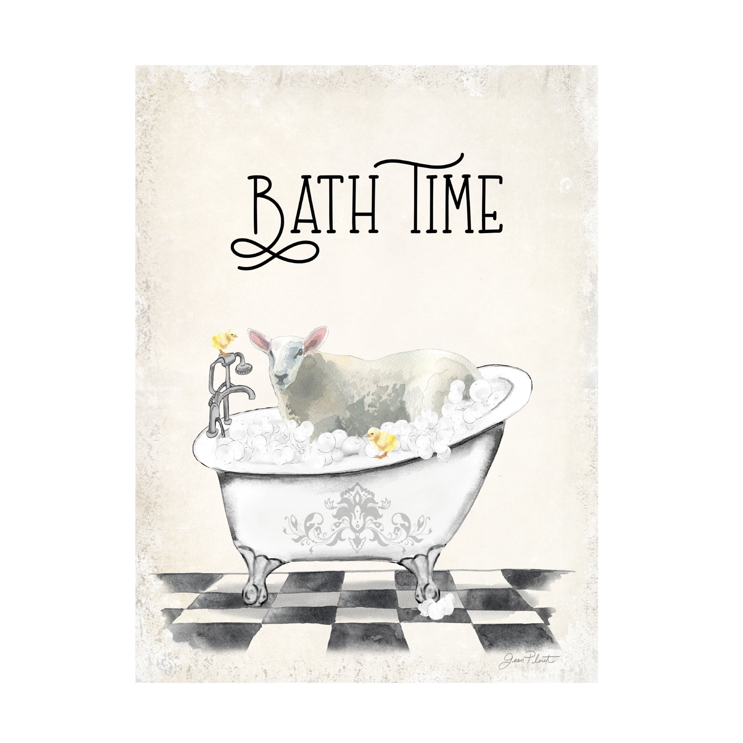 Canvas Wall Art - Jean Plout 'Farm Animals Bath C' Wall Art for Living Room, Bedroom, or Office DÃ©cor by Trademark Fine Art - 24 x 32 Inches