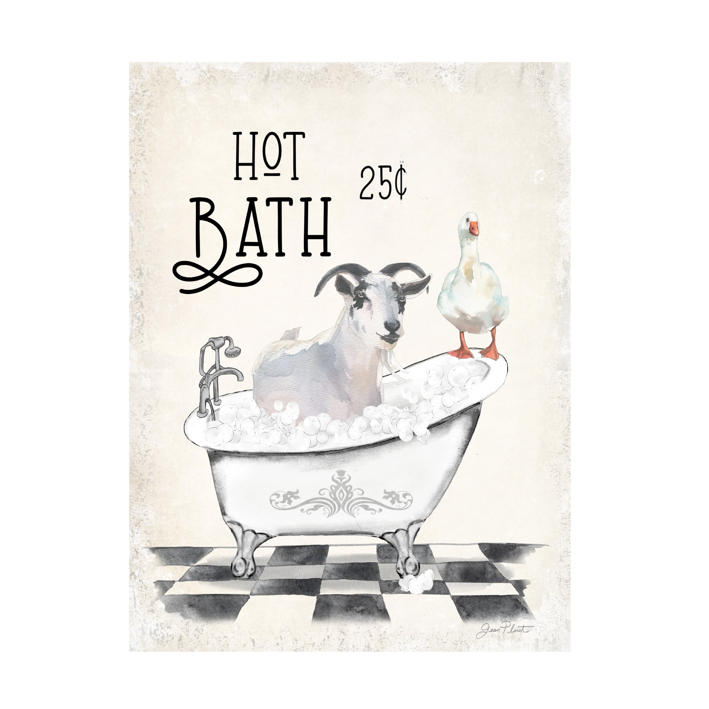 Canvas Wall Art - Jean Plout 'Farm Animals Bath D' Wall Art for Living Room, Bedroom, or Office DÃ©cor by Trademark Fine Art - 18 x 24 Inches