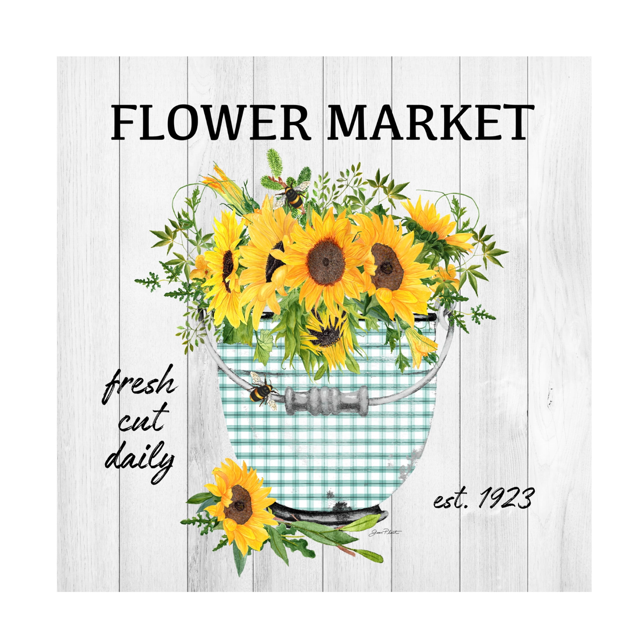 Canvas Wall Art - Jean Plout 'Farm Market Sunflowers C' Wall Art for Living Room, Bedroom, or Office Décor by Trademark Fine Art - 18 x 18 Inches