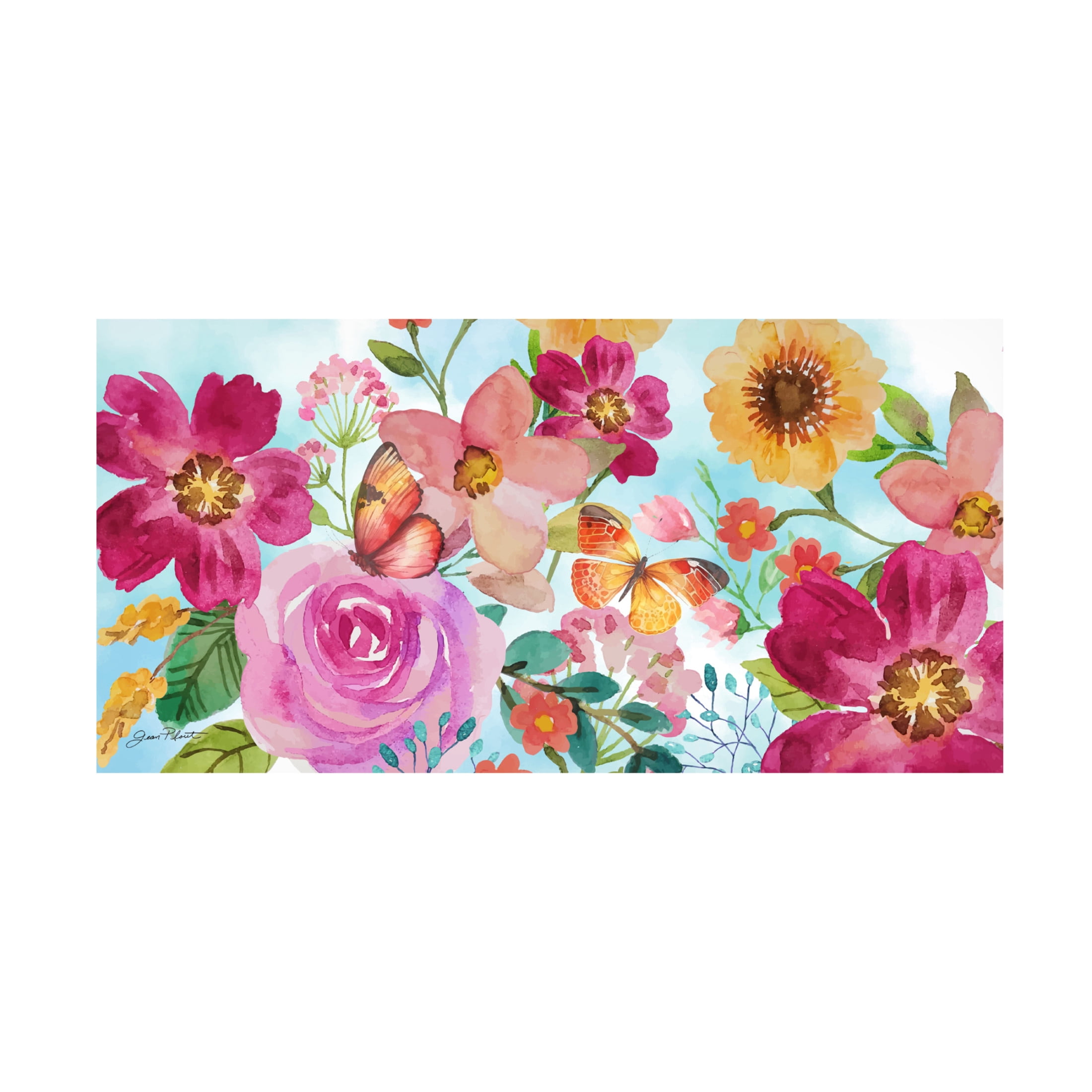 Canvas Wall Art - Jean Plout 'Festive Flower Garden' Wall Art for Living Room, Bedroom, or Office Décor by Trademark Fine Art - 19 x 10 Inches
