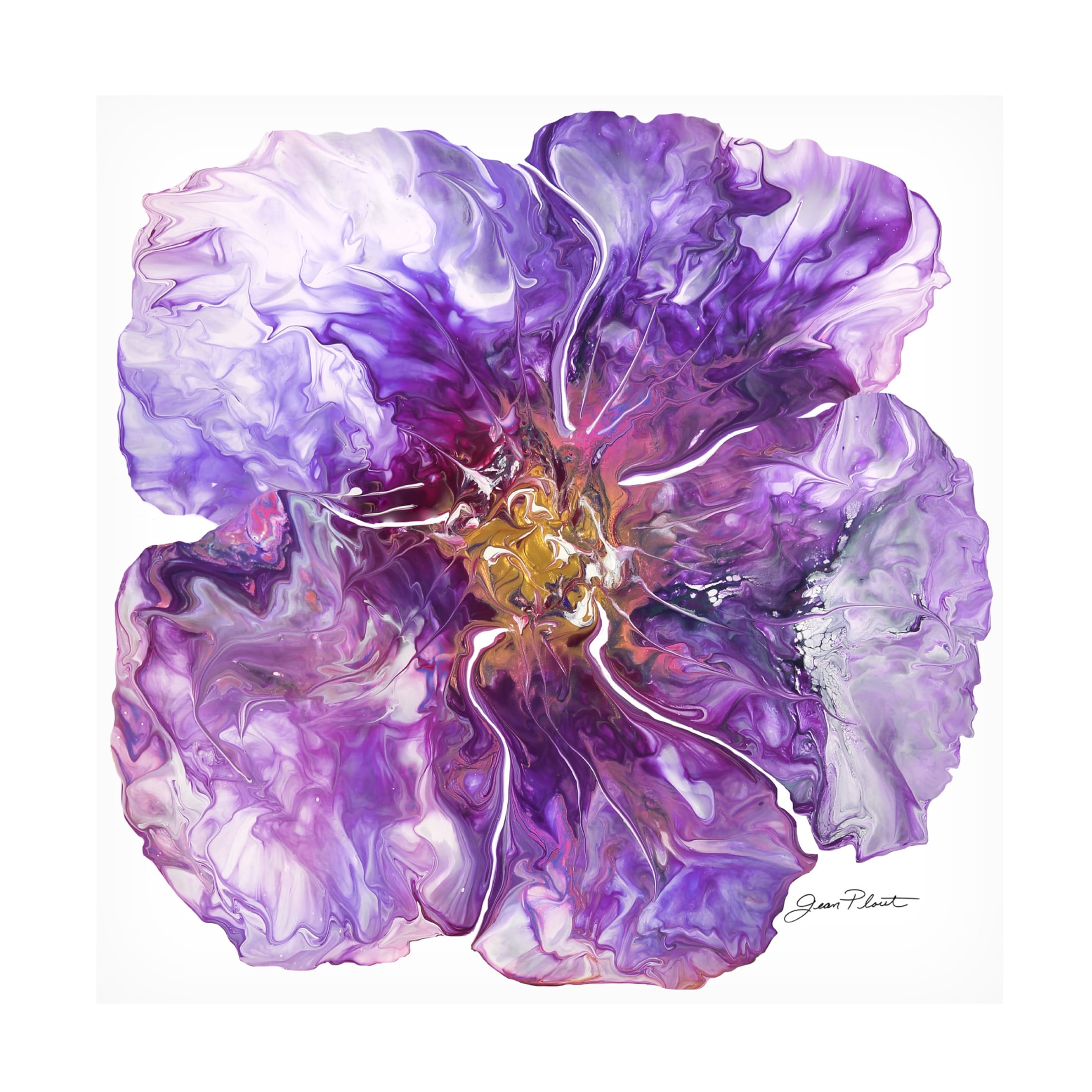 Canvas Wall Art - Jean Plout 'Floral Acrylic Pouring B' Wall Art for Living Room, Bedroom, or Office Décor by Trademark Fine Art - 18 x 18 Inches