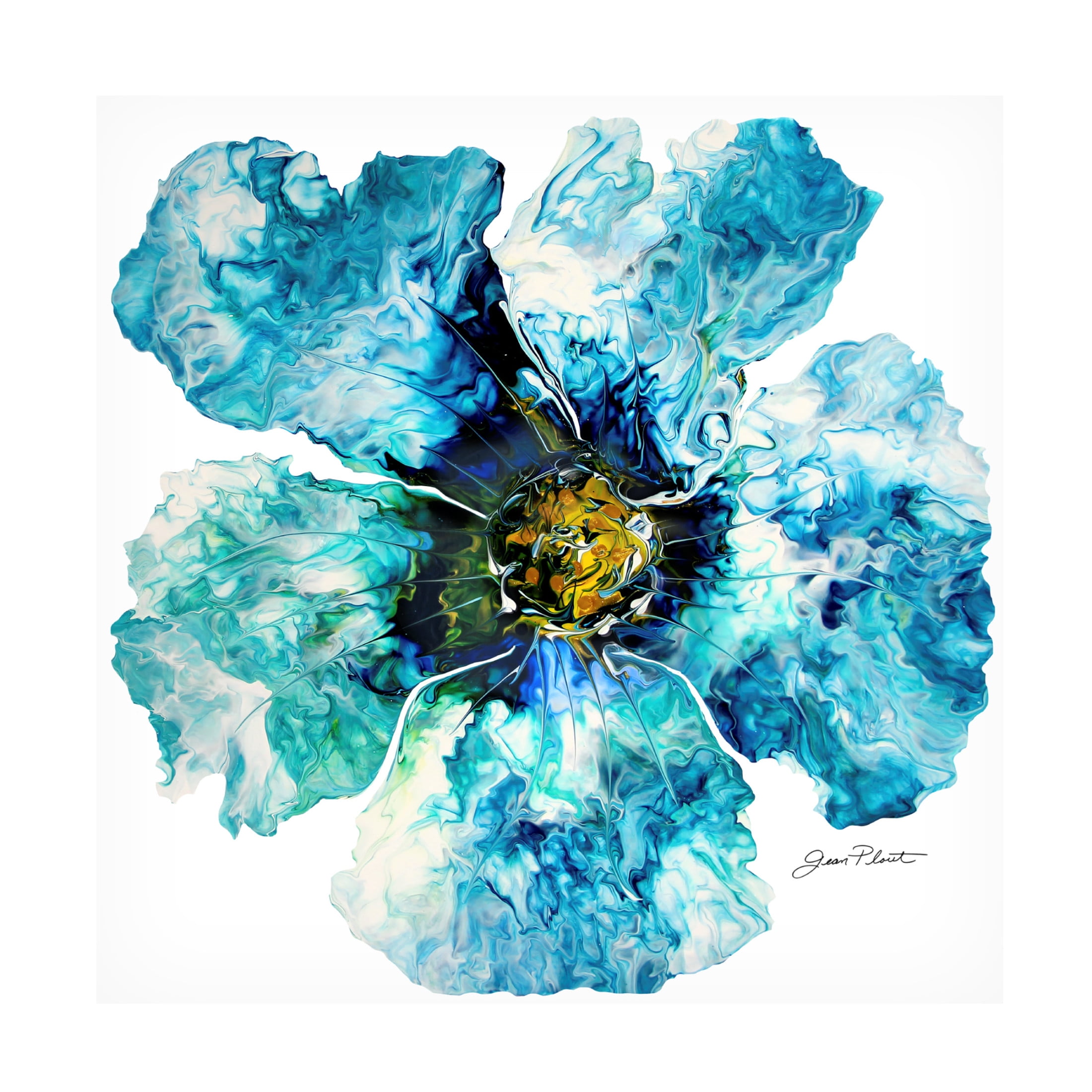 Canvas Wall Art - Jean Plout 'Floral Acrylic Pouring C' Wall Art for Living Room, Bedroom, or Office Décor by Trademark Fine Art - 35 x 35 Inches