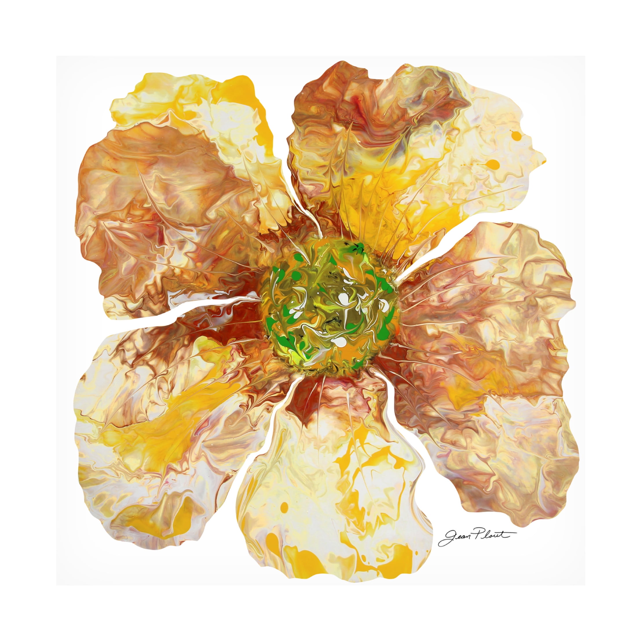 Canvas Wall Art - Jean Plout 'Floral Acrylic Pouring D' Wall Art for Living Room, Bedroom, or Office Décor by Trademark Fine Art - 18 x 18 Inches