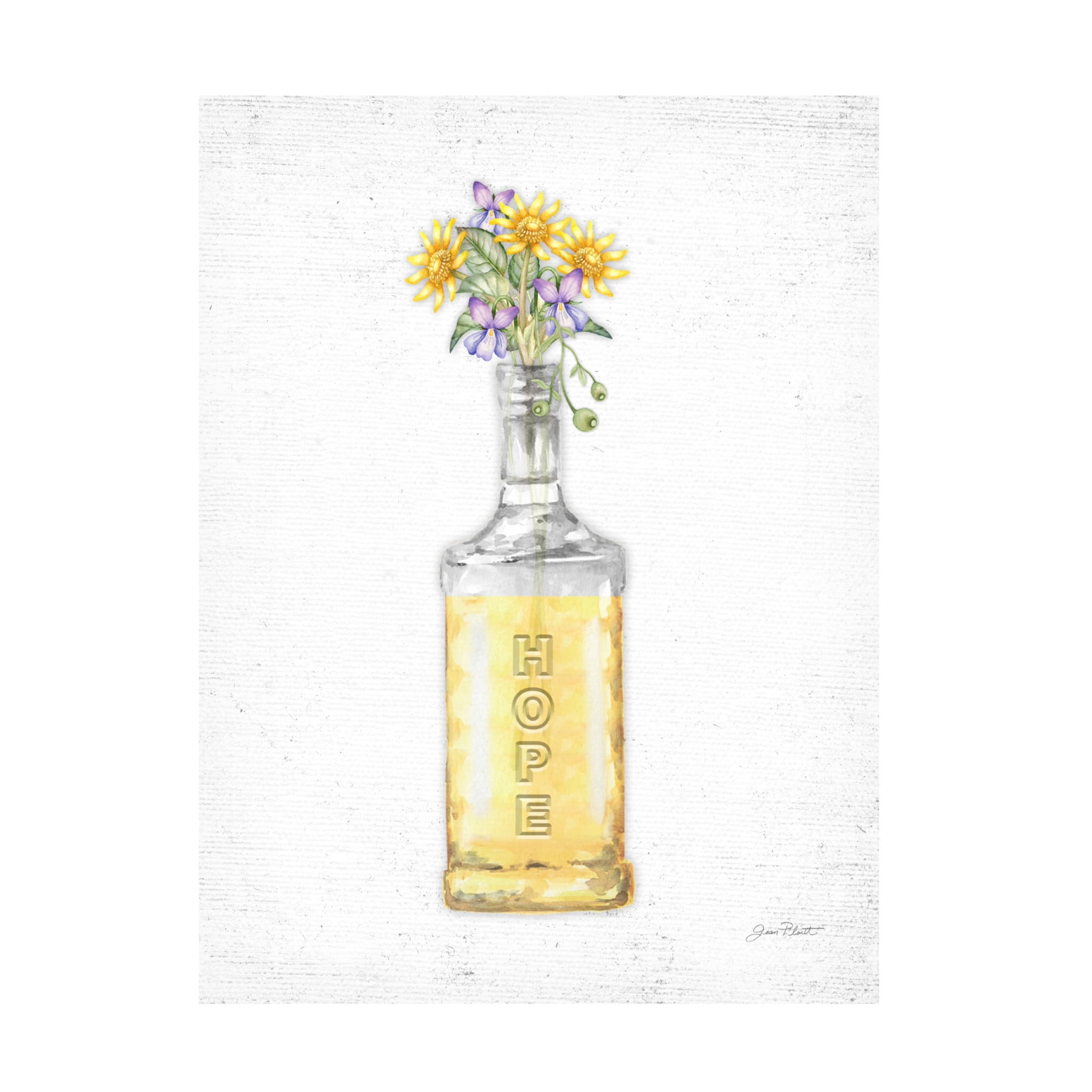 Canvas Wall Art - Jean Plout 'Florals In Bottles C' Wall Art for Living Room, Bedroom, or Office Décor by Trademark Fine Art - 18 x 24 Inches