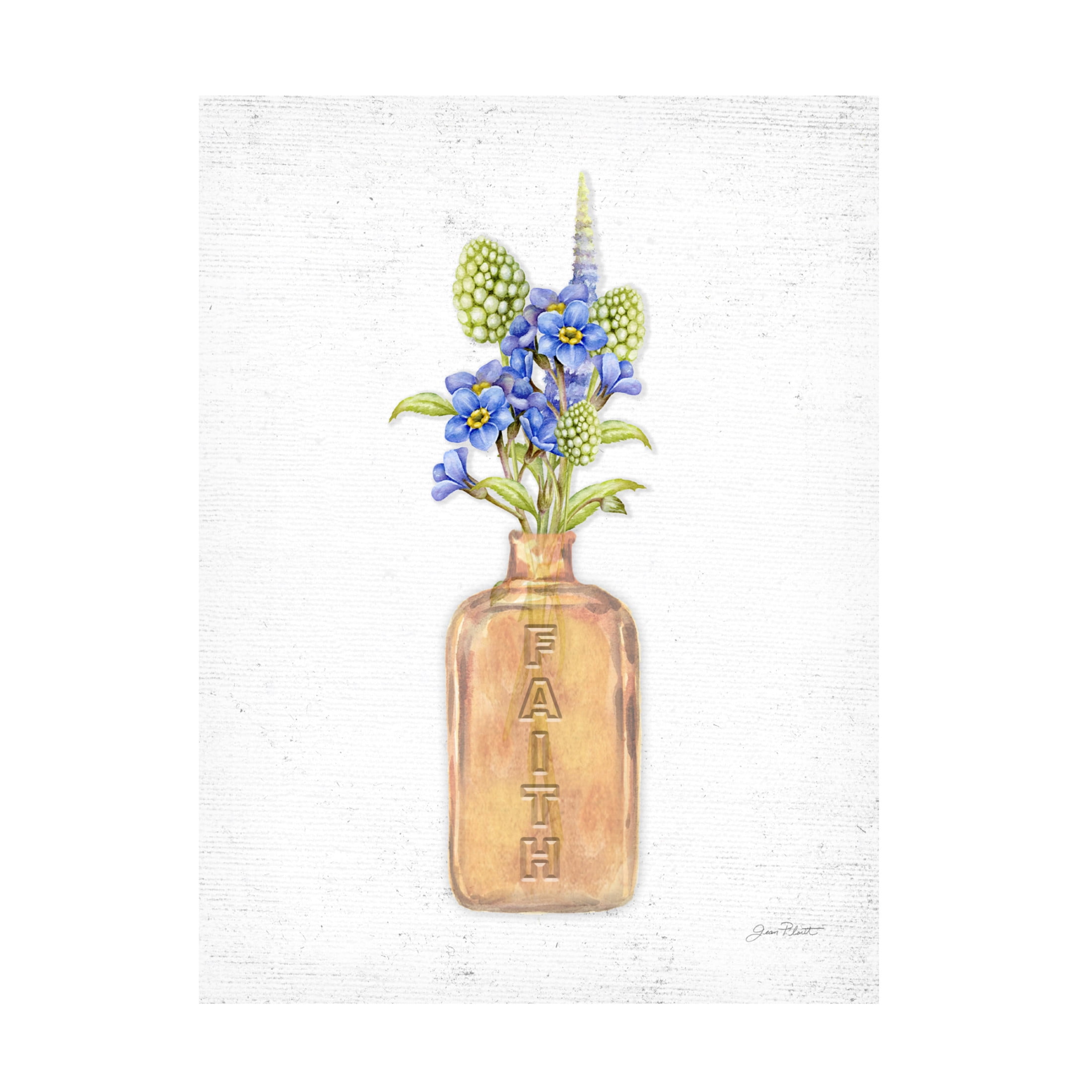 Canvas Wall Art - Jean Plout 'Florals In Bottles D' Wall Art for Living Room, Bedroom, or Office Décor by Trademark Fine Art - 18 x 24 Inches