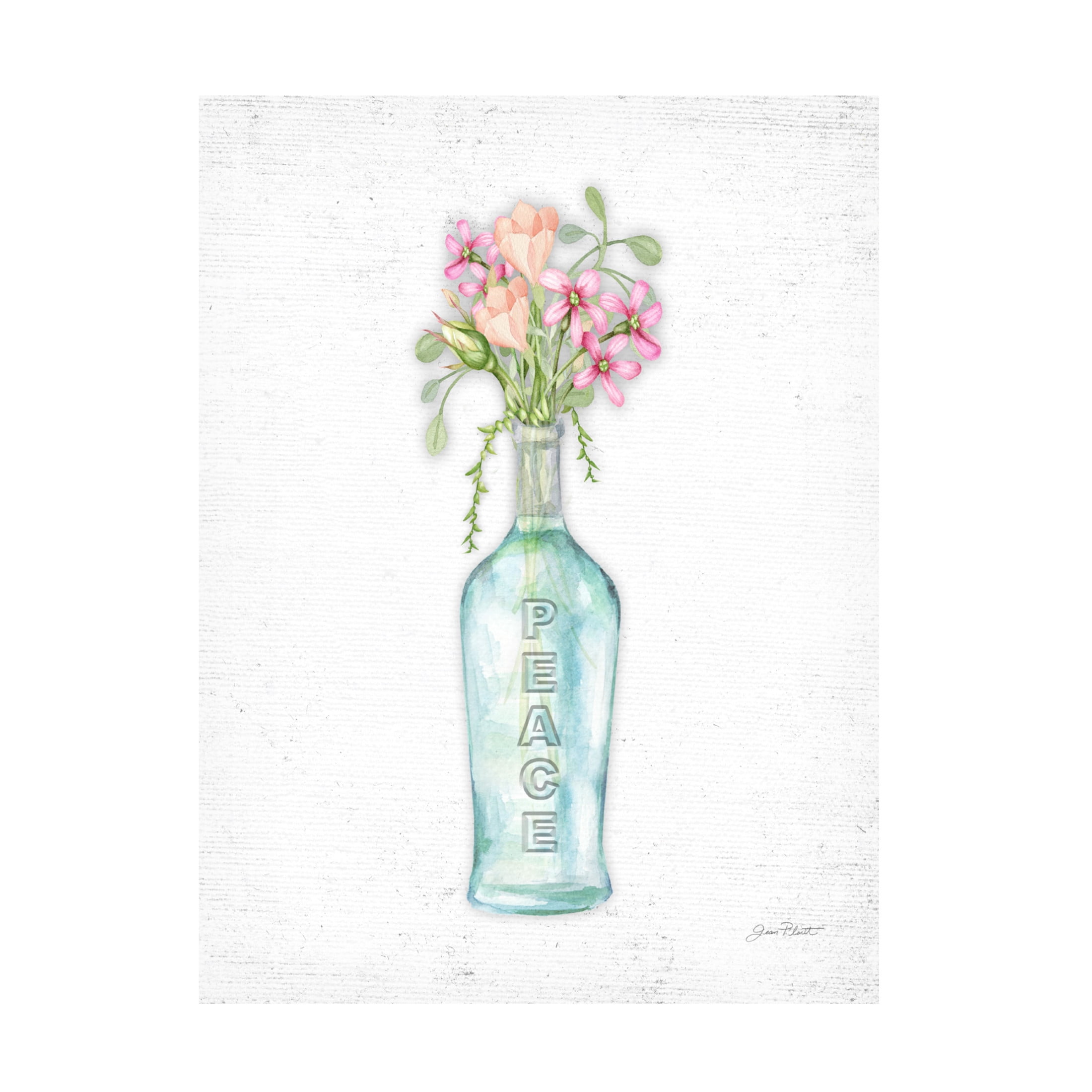 Canvas Wall Art - Jean Plout 'Florals In Bottles E' Wall Art for Living Room, Bedroom, or Office Décor by Trademark Fine Art - 24 x 32 Inches