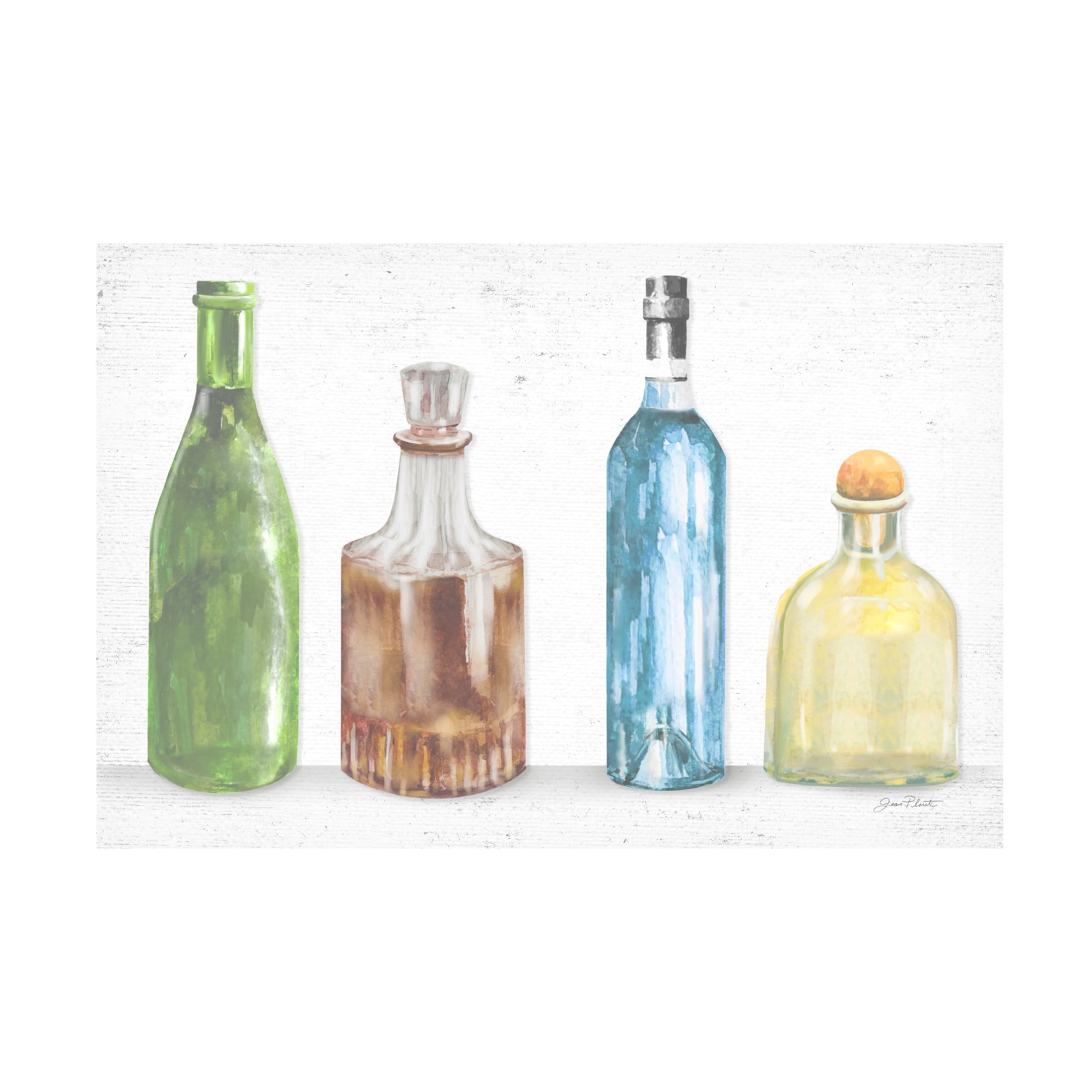Canvas Wall Art - Jean Plout 'Glass Bottles B' Wall Art for Living Room, Bedroom, or Office Décor by Trademark Fine Art - 47 x 30 Inches