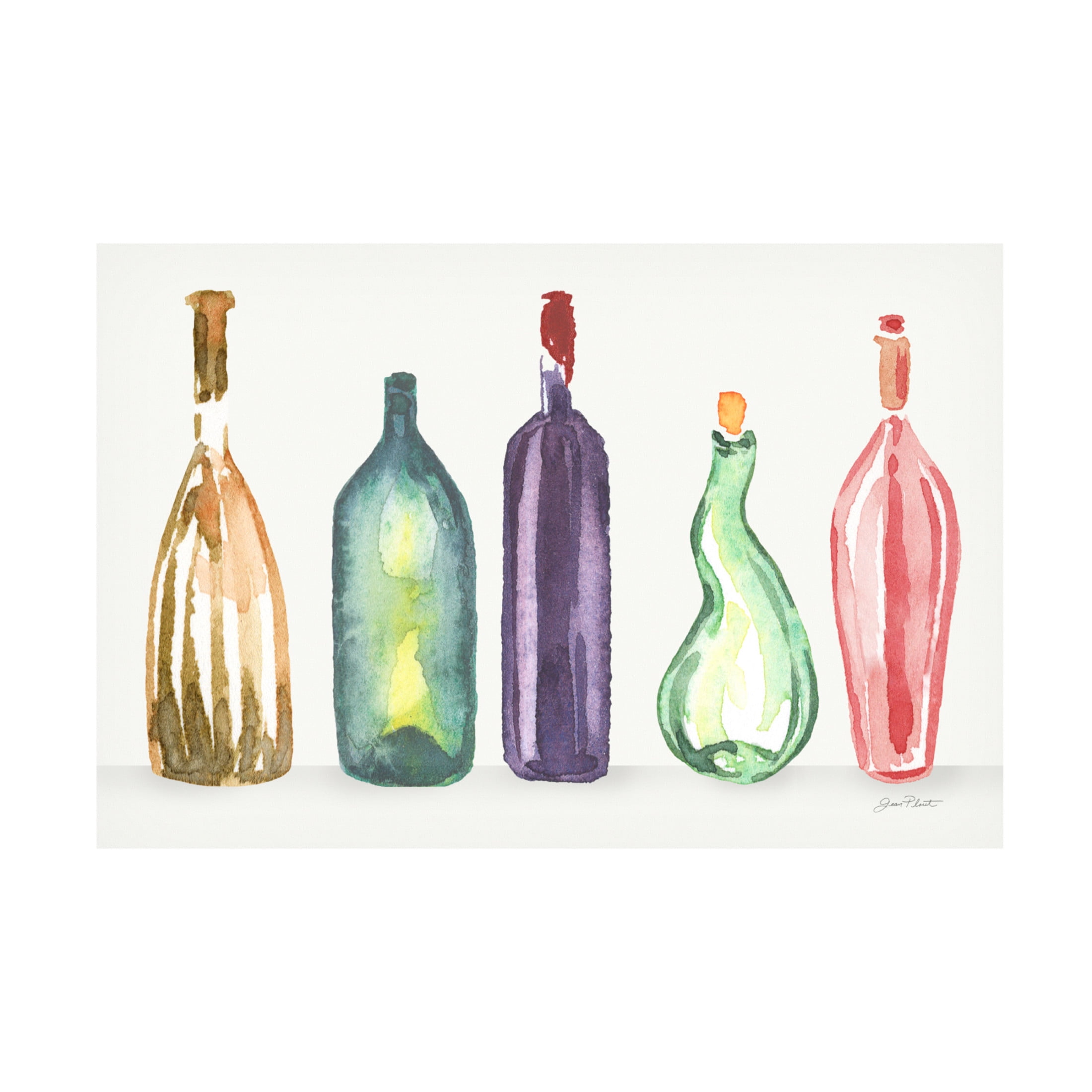 Canvas Wall Art - Jean Plout 'Glass Liquor Bottles B' Wall Art for Living Room, Bedroom, or Office Décor by Trademark Fine Art - 47 x 30 Inches