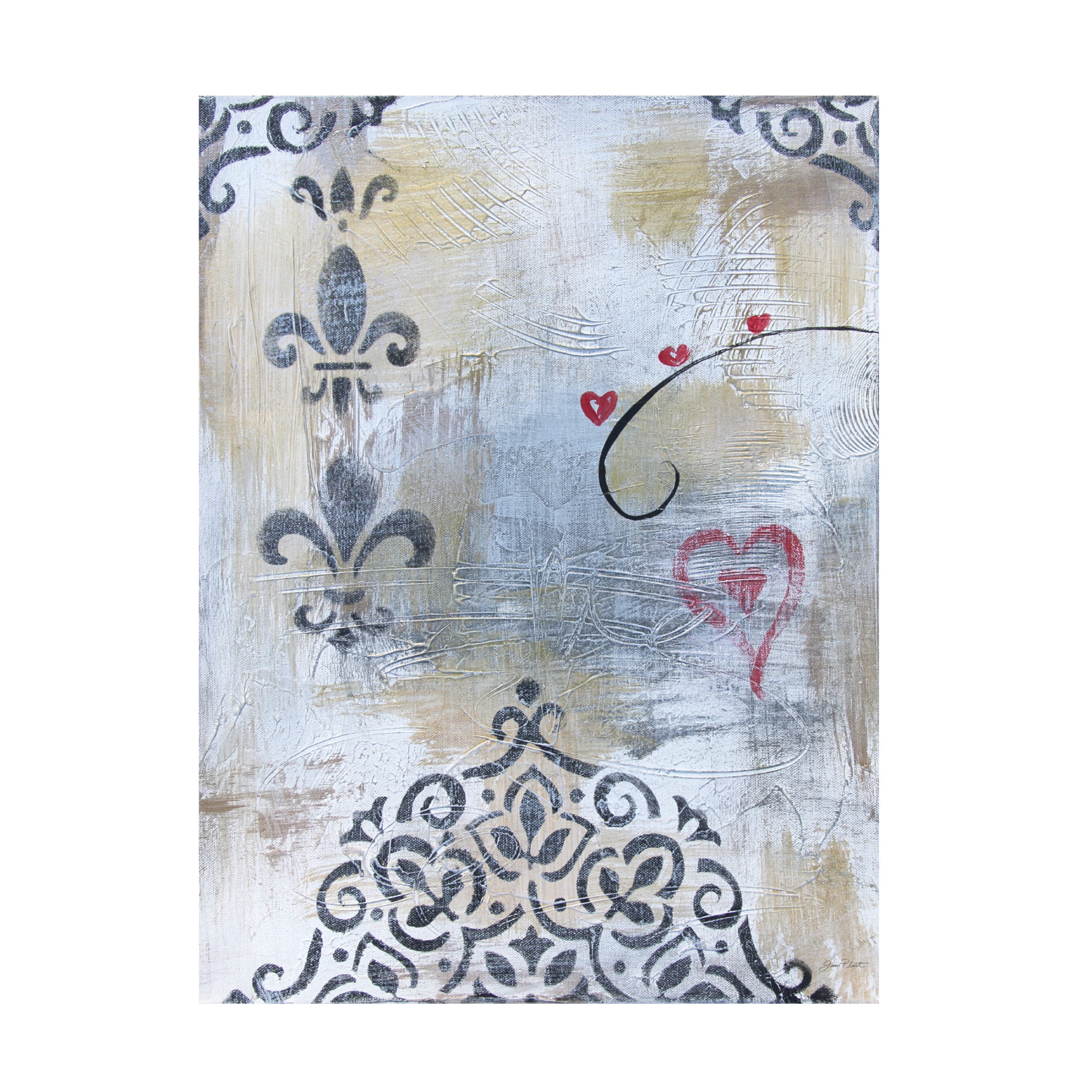 Canvas Wall Art - Jean Plout 'Gold And Grey Sentiment A1' Wall Art for Living Room, Bedroom, or Office Décor by Trademark Fine Art - 18 x 24 Inches