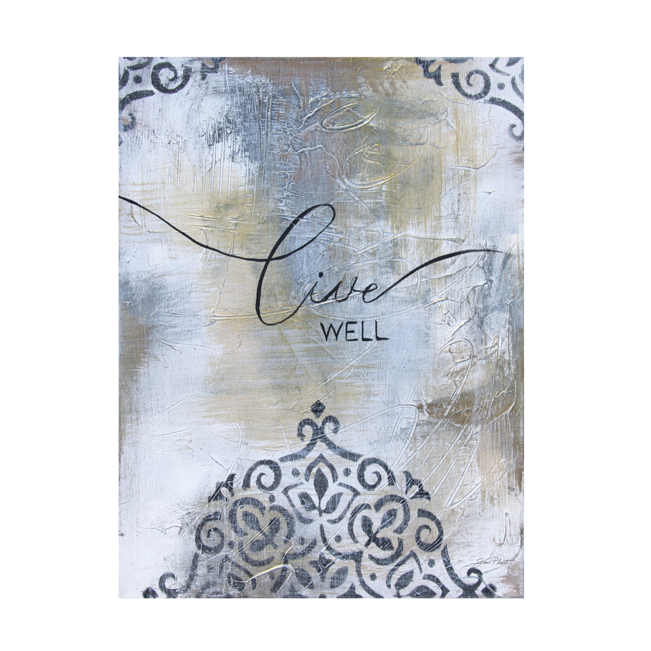 Canvas Wall Art - Jean Plout 'Gold And Grey Sentiment A2' Wall Art for Living Room, Bedroom, or Office Décor by Trademark Fine Art - 18 x 24 Inches