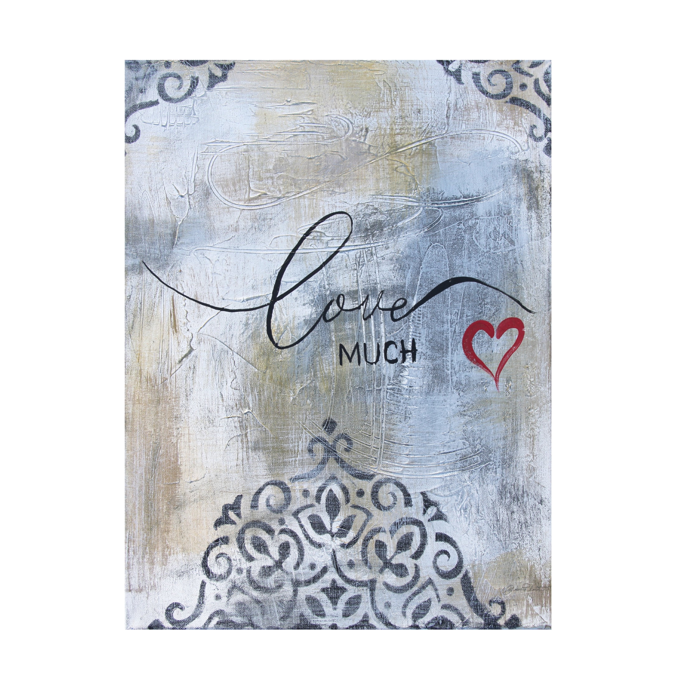 Canvas Wall Art - Jean Plout 'Gold And Grey Sentiment A4' Wall Art for Living Room, Bedroom, or Office Décor by Trademark Fine Art - 18 x 24 Inches