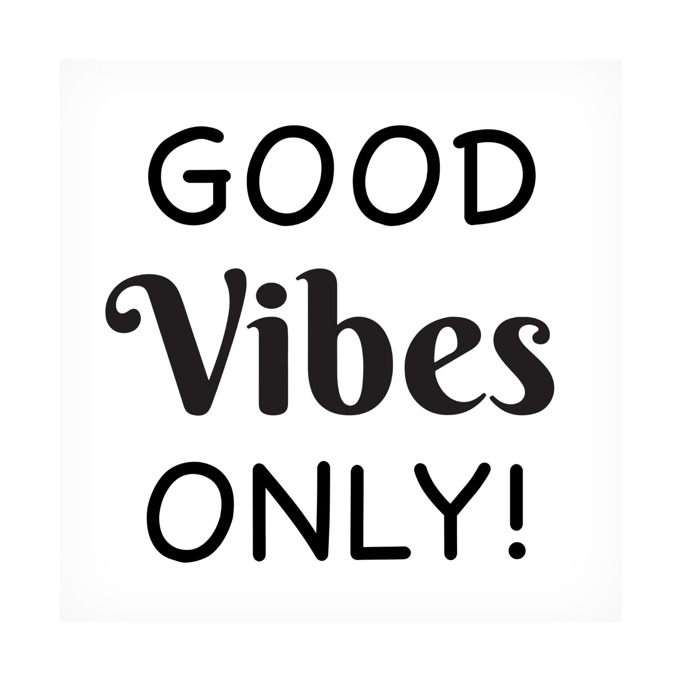 Canvas Wall Art - Jean Plout 'Good Vibes Typography A' Wall Art for Living Room, Bedroom, or Office Décor by Trademark Fine Art - 24 x 24 Inches