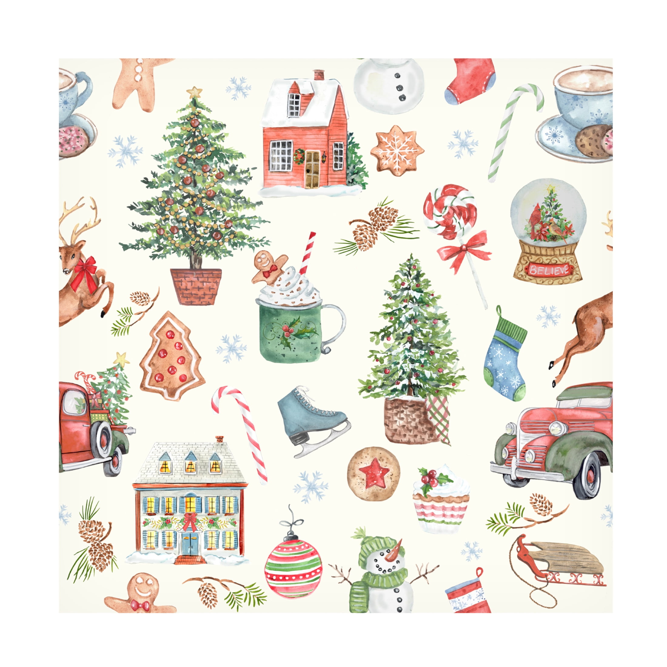 Canvas Wall Art - Jean Plout 'Holiday Memories A' Wall Art for Living Room, Bedroom, or Office Décor by Trademark Fine Art - 35 x 35 Inches