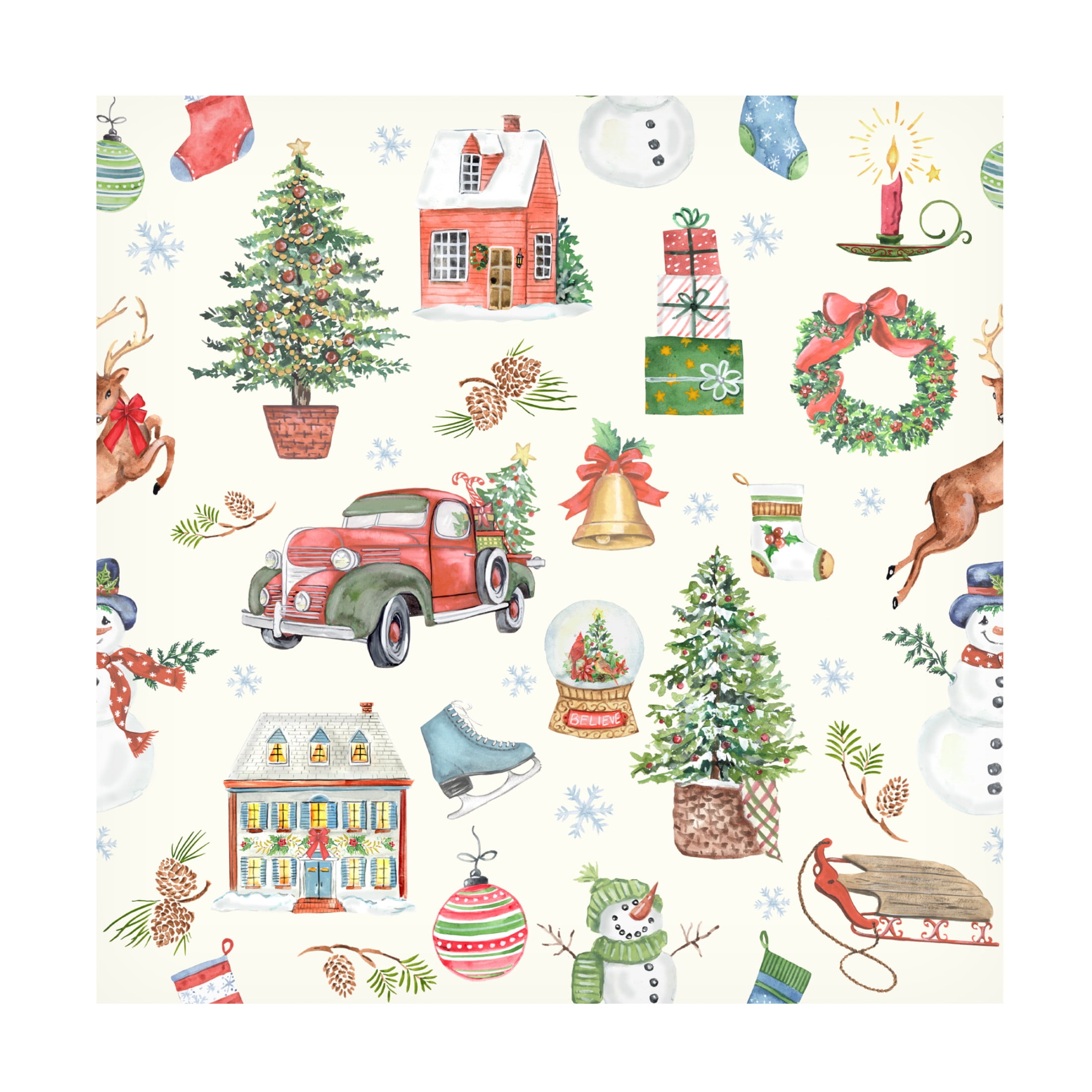 Canvas Wall Art - Jean Plout 'Holiday Memories C' Wall Art for Living Room, Bedroom, or Office Décor by Trademark Fine Art - 24 x 24 Inches