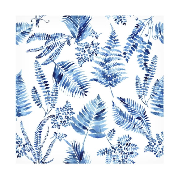 Canvas Wall Art - Jean Plout 'Indigo Botanical 13' Wall Art for Living Room, Bedroom, or Office Décor by Trademark Fine Art - 14 x 14 Inches