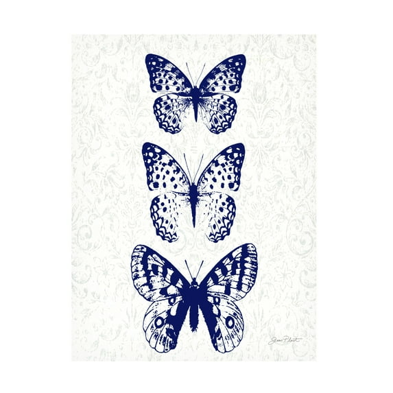 Canvas Wall Art - Jean Plout 'Indigo Butterfly Study A' Wall Art for Living Room, Bedroom, or Office Décor by Trademark Fine Art - 14 x 19 Inches