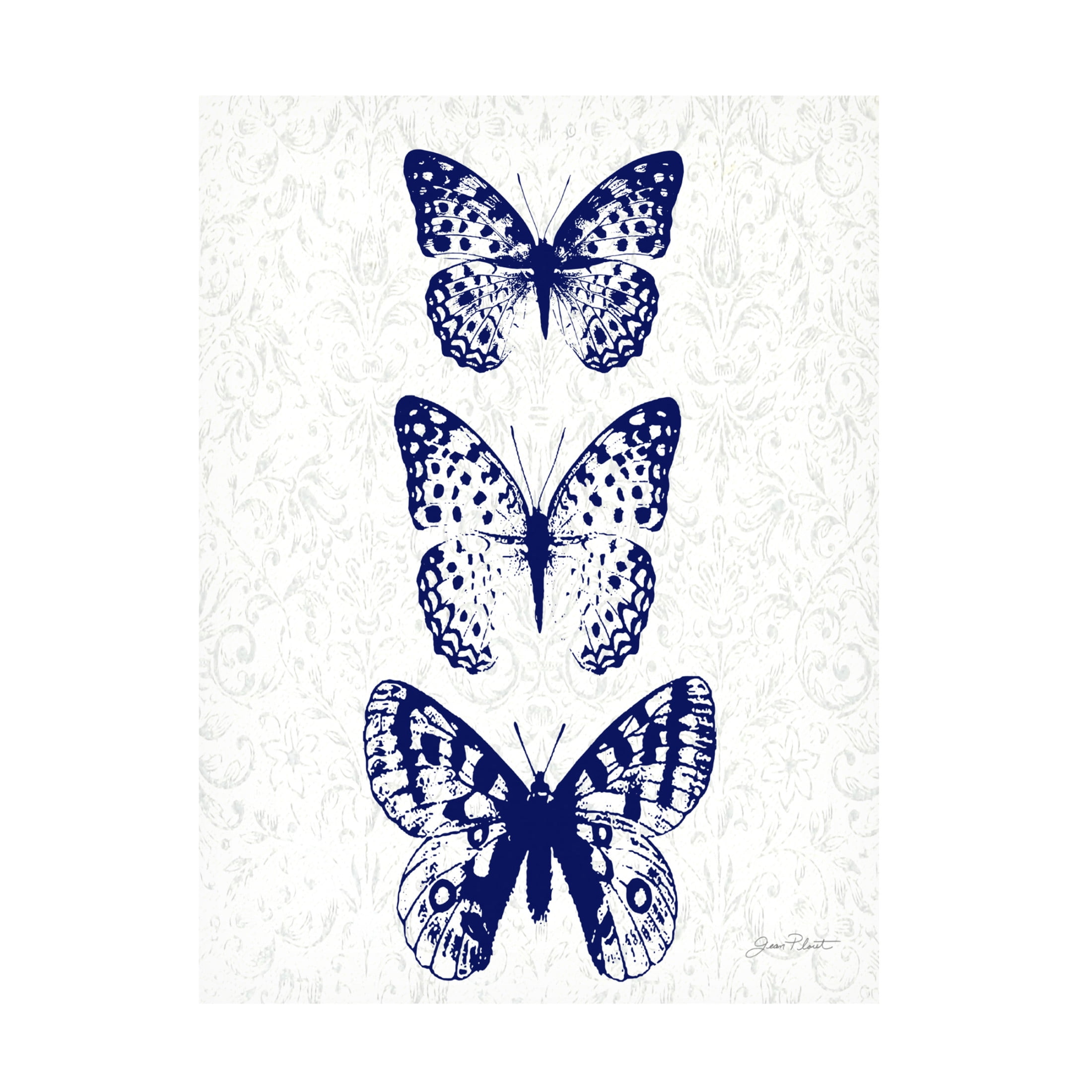 Canvas Wall Art - Jean Plout 'Indigo Butterfly Study A' Wall Art for Living Room, Bedroom, or Office Décor by Trademark Fine Art - 35 x 47 Inches