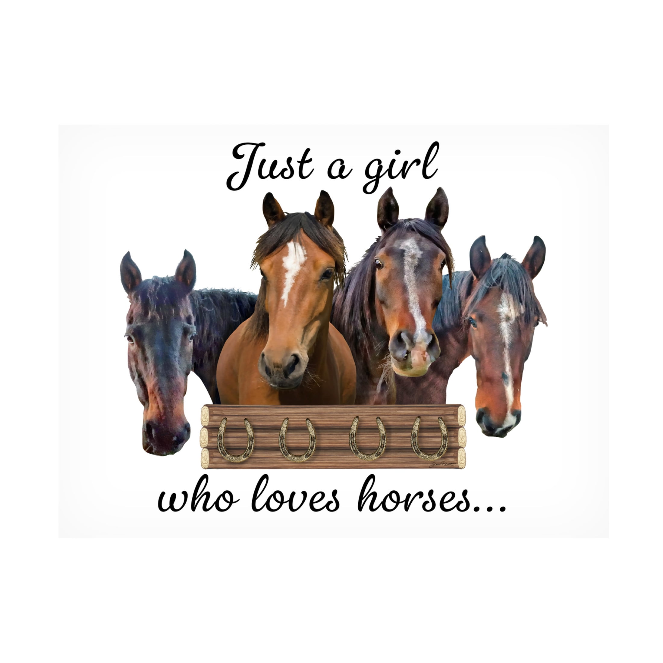 Canvas Wall Art - Jean Plout 'Just A Girl Who Loves Horses B' Wall Art for Living Room, Bedroom, or Office Décor by Trademark Fine Art - 24 x 18 Inches