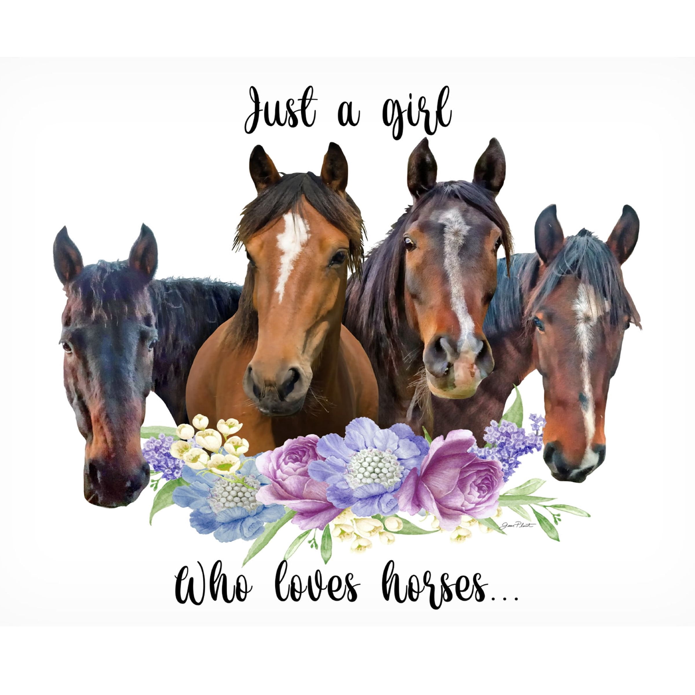 Canvas Wall Art - Jean Plout 'Just A Girl Who Loves Horses A' Wall Art for Living Room, Bedroom, or Office DÃ©cor by Trademark Fine Art - 24 x 18 Inches