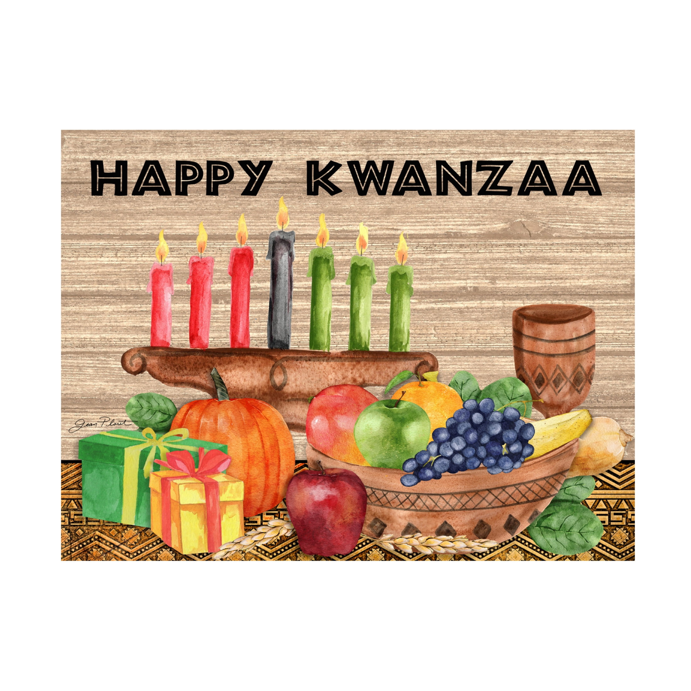 Canvas Wall Art - Jean Plout 'Kwanzaa A1' Wall Art for Living Room, Bedroom, or Office Décor by Trademark Fine Art - 19 x 14 Inches