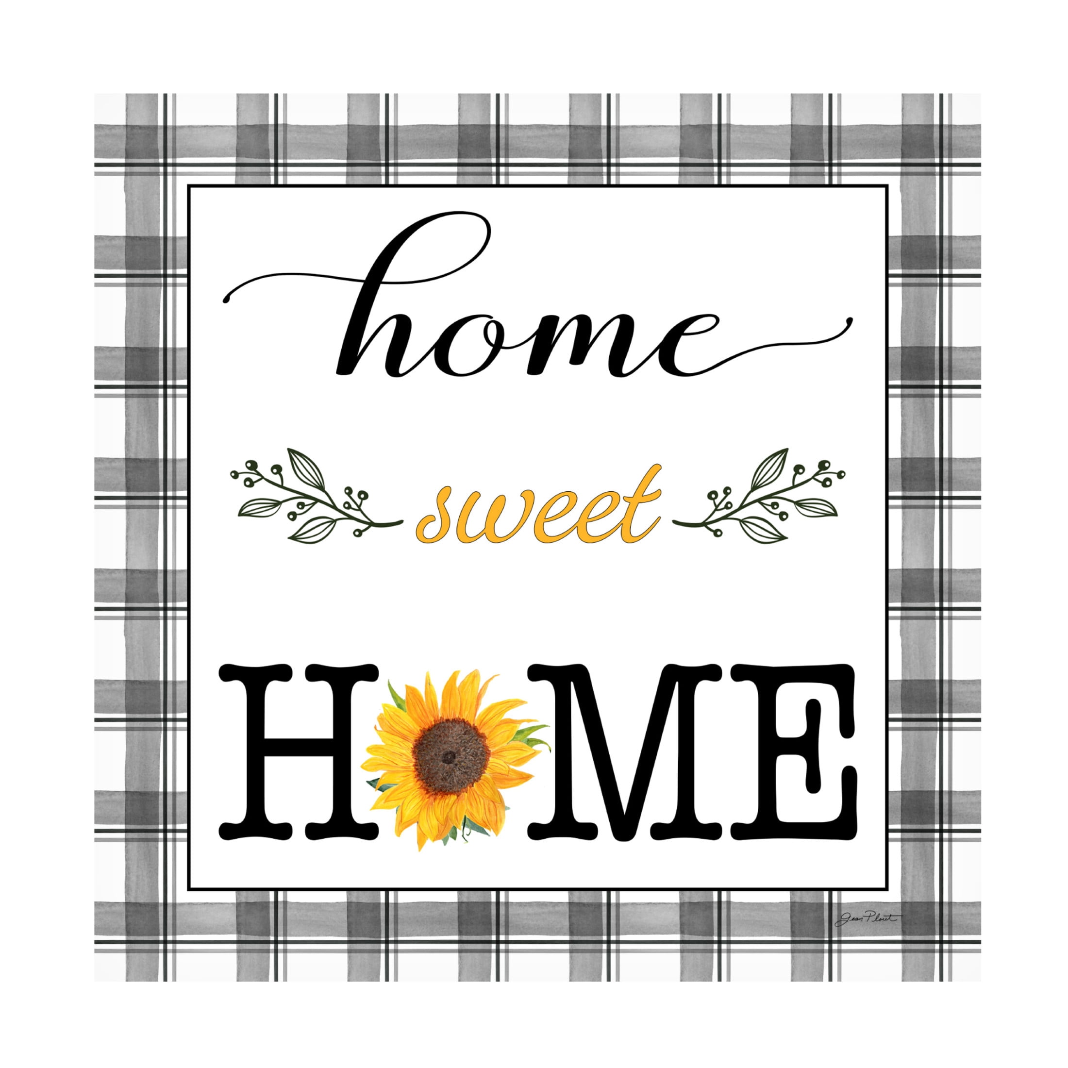 Canvas Wall Art - Jean Plout 'Lovely Plaid Sentiments A' Wall Art for Living Room, Bedroom, or Office Décor by Trademark Fine Art - 14 x 14 Inches