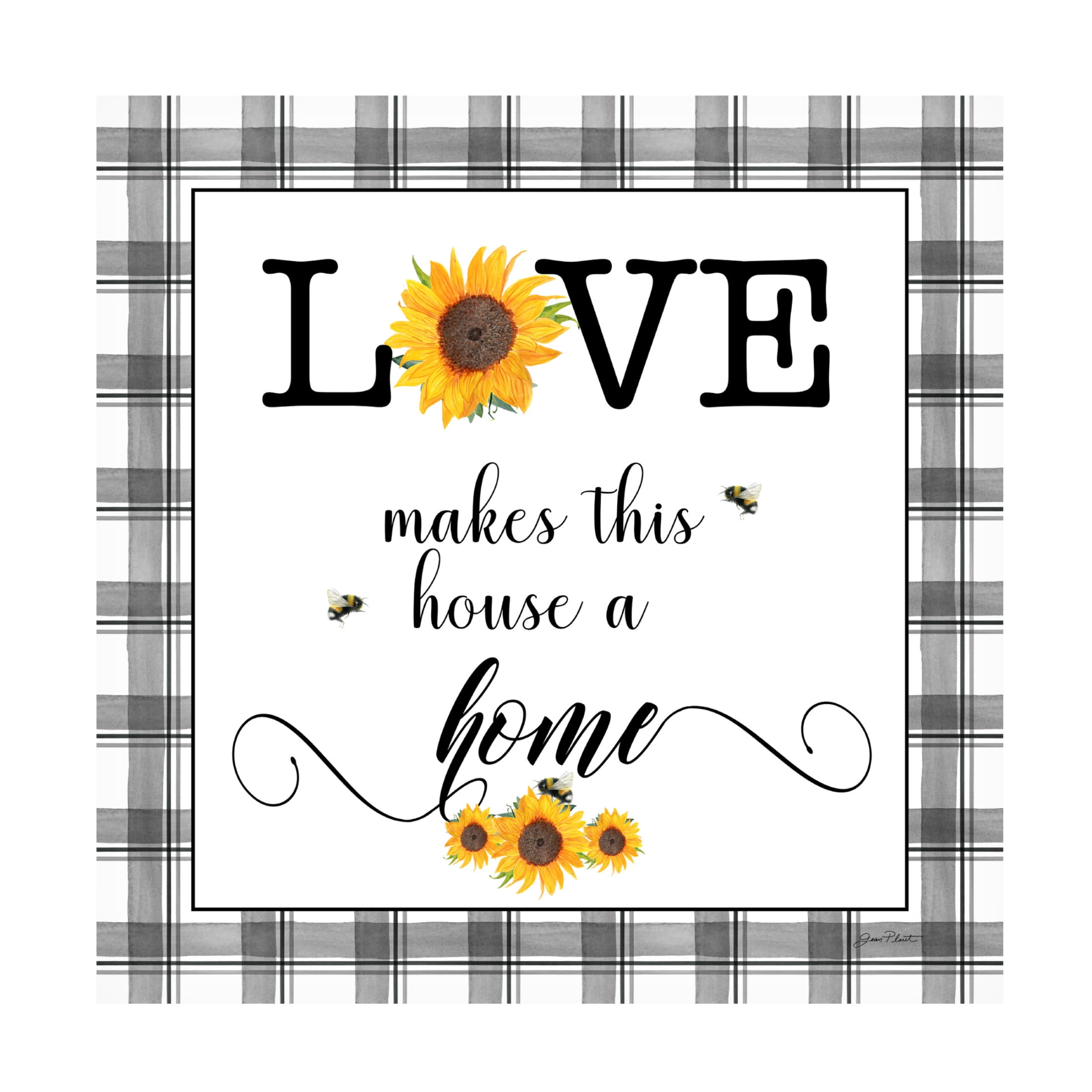 Canvas Wall Art - Jean Plout 'Lovely Plaid Sentiments B' Wall Art for Living Room, Bedroom, or Office Décor by Trademark Fine Art - 24 x 24 Inches