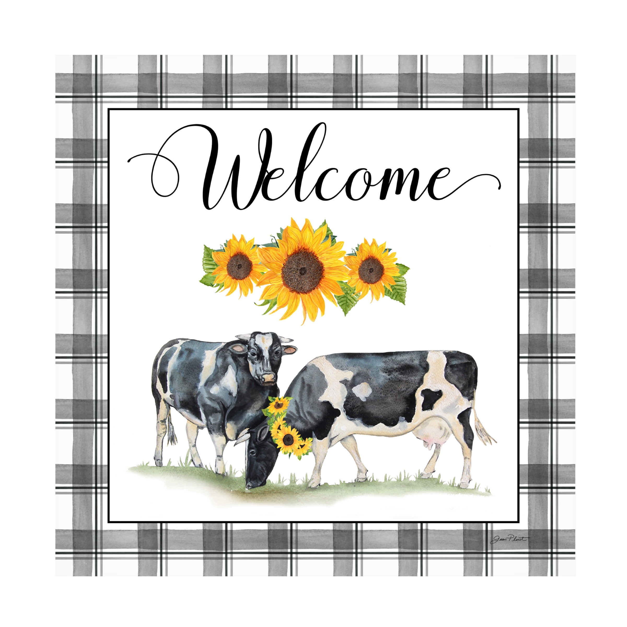 Canvas Wall Art - Jean Plout 'Lovely Plaid Sentiments C' Wall Art for Living Room, Bedroom, or Office Décor by Trademark Fine Art - 24 x 24 Inches