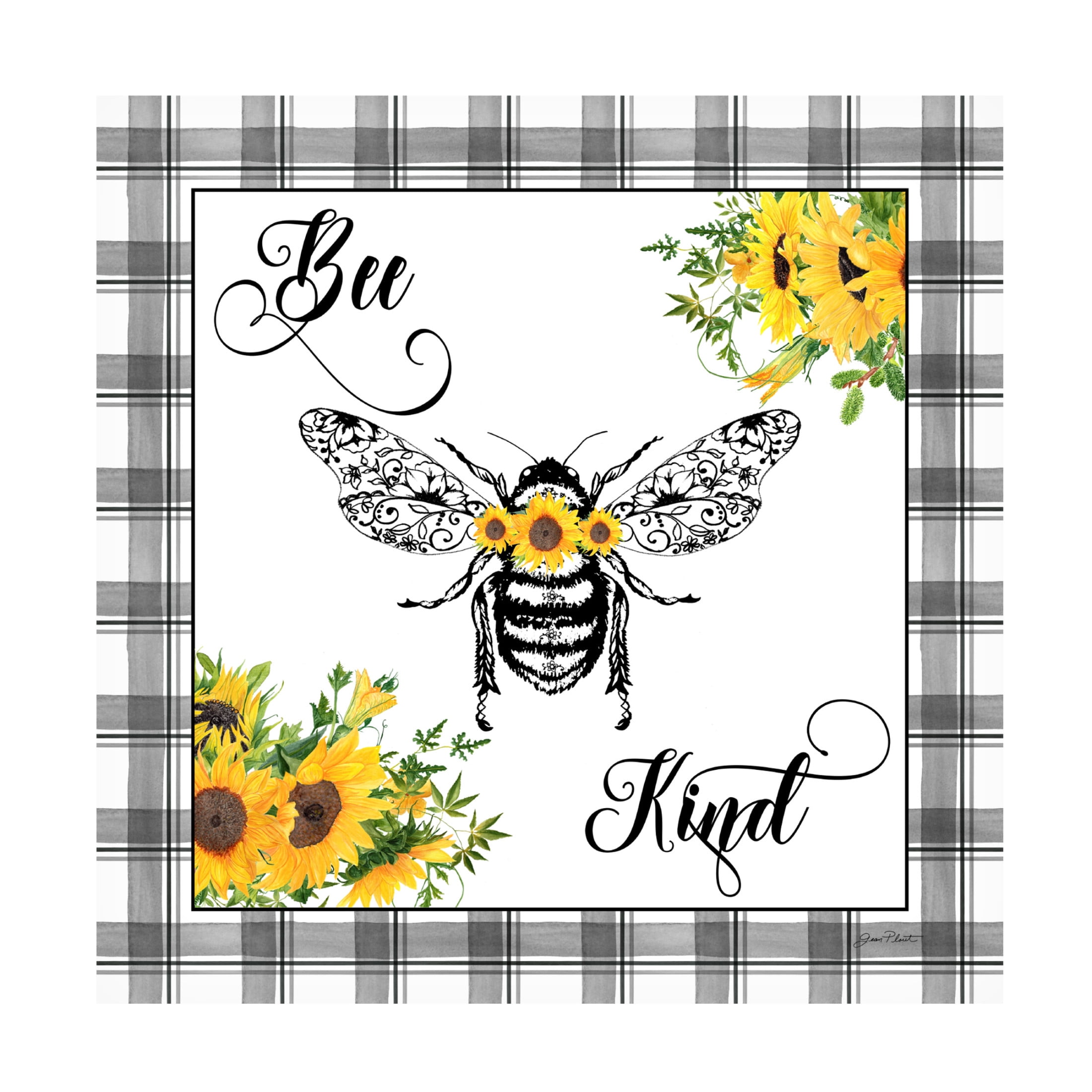 Canvas Wall Art - Jean Plout 'Lovely Plaid Sentiments D' Wall Art for Living Room, Bedroom, or Office Décor by Trademark Fine Art - 24 x 24 Inches