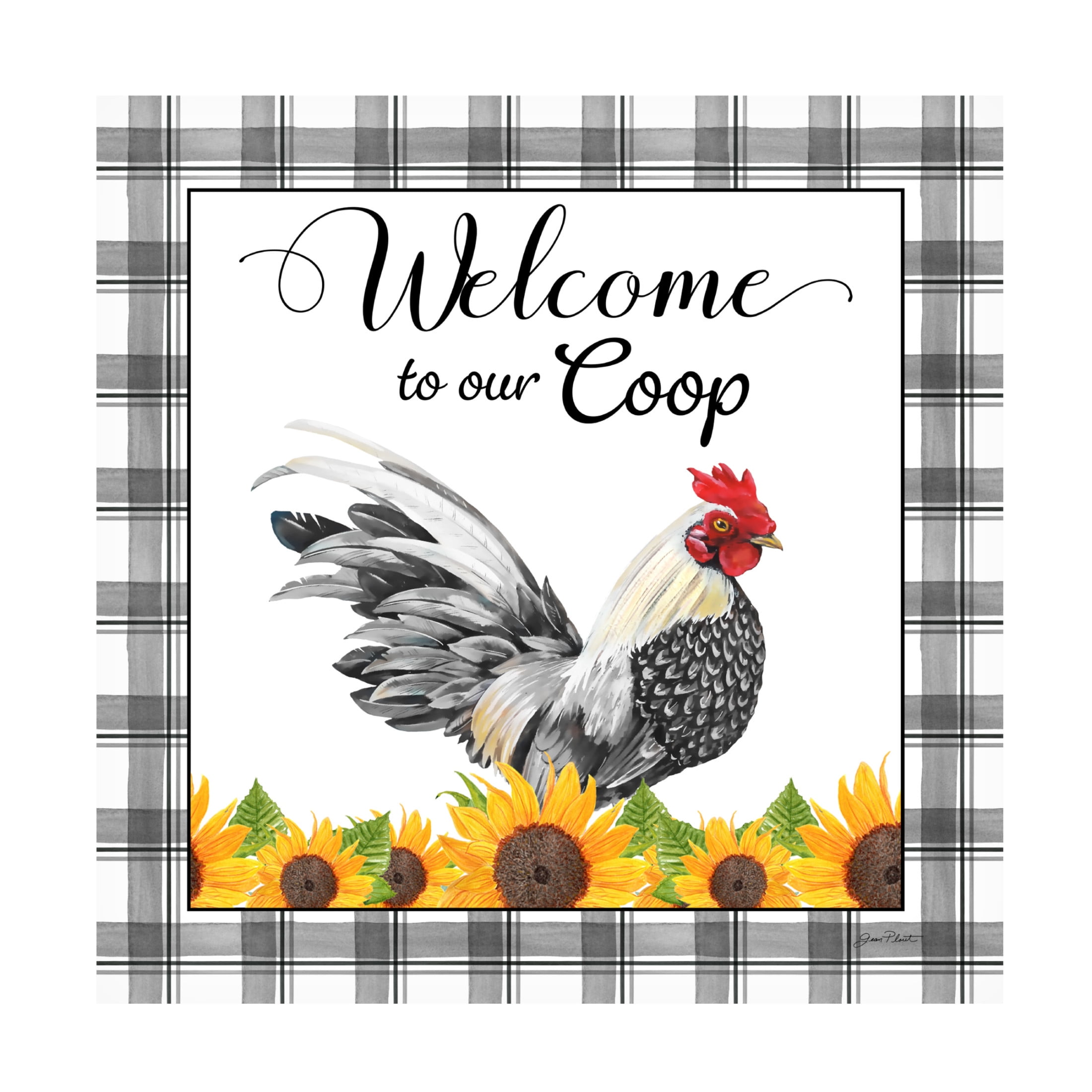 Canvas Wall Art - Jean Plout 'Lovely Plaid Sentiments E' Wall Art for Living Room, Bedroom, or Office Décor by Trademark Fine Art - 18 x 18 Inches