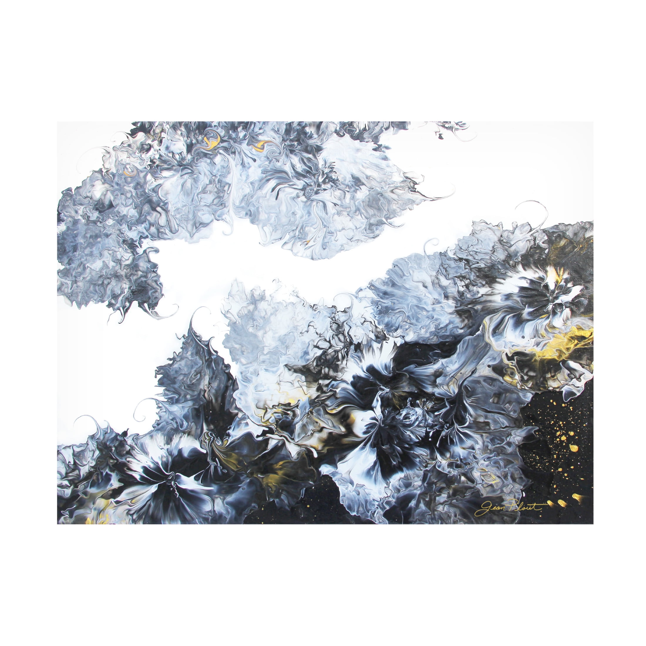 Canvas Wall Art - Jean Plout 'Mystical Black Pouring' Wall Art for Living Room, Bedroom, or Office Décor by Trademark Fine Art - 47 x 35 Inches