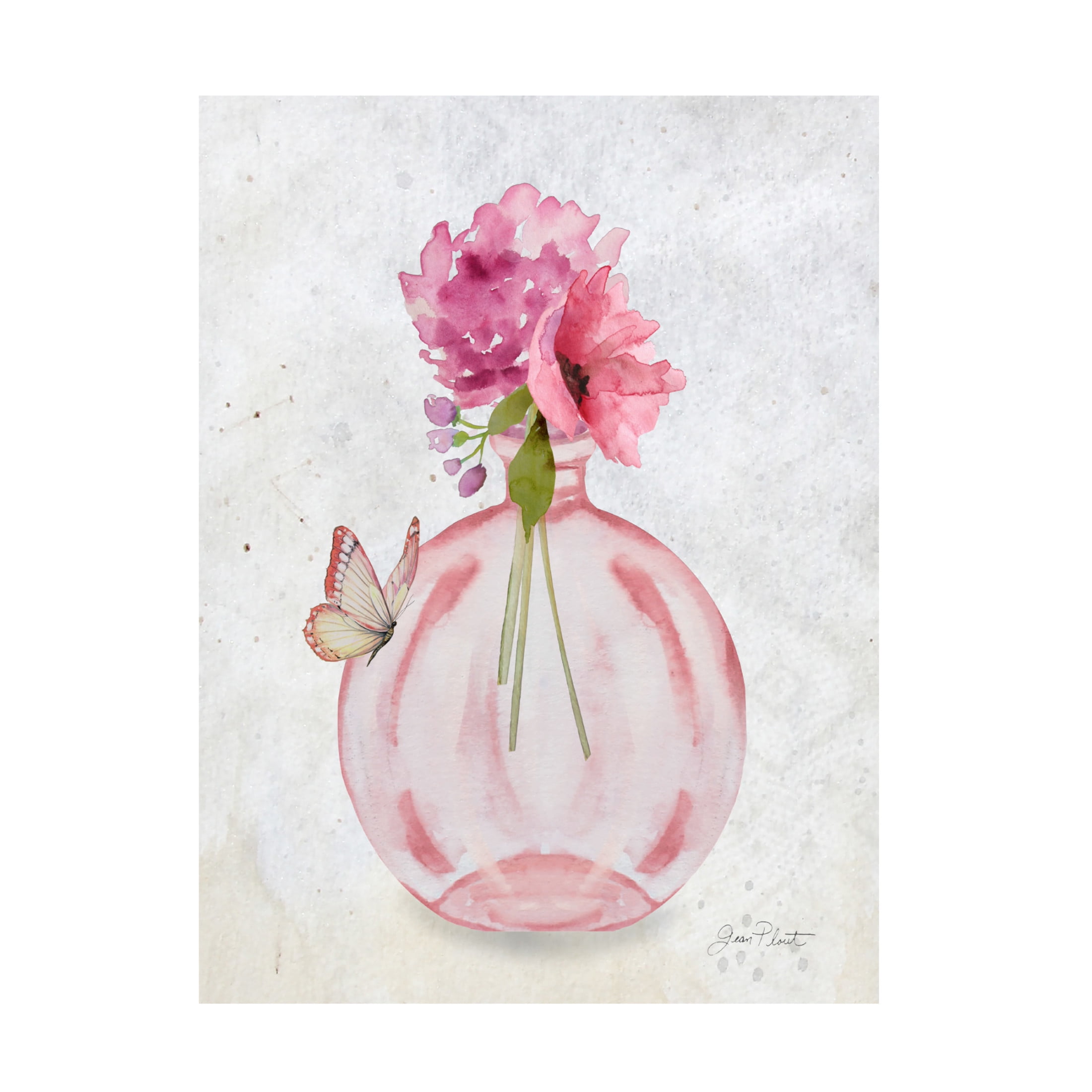 Canvas Wall Art - Jean Plout 'Pink Bottles 3' Wall Art for Living Room, Bedroom, or Office Décor by Trademark Fine Art - 18 x 24 Inches