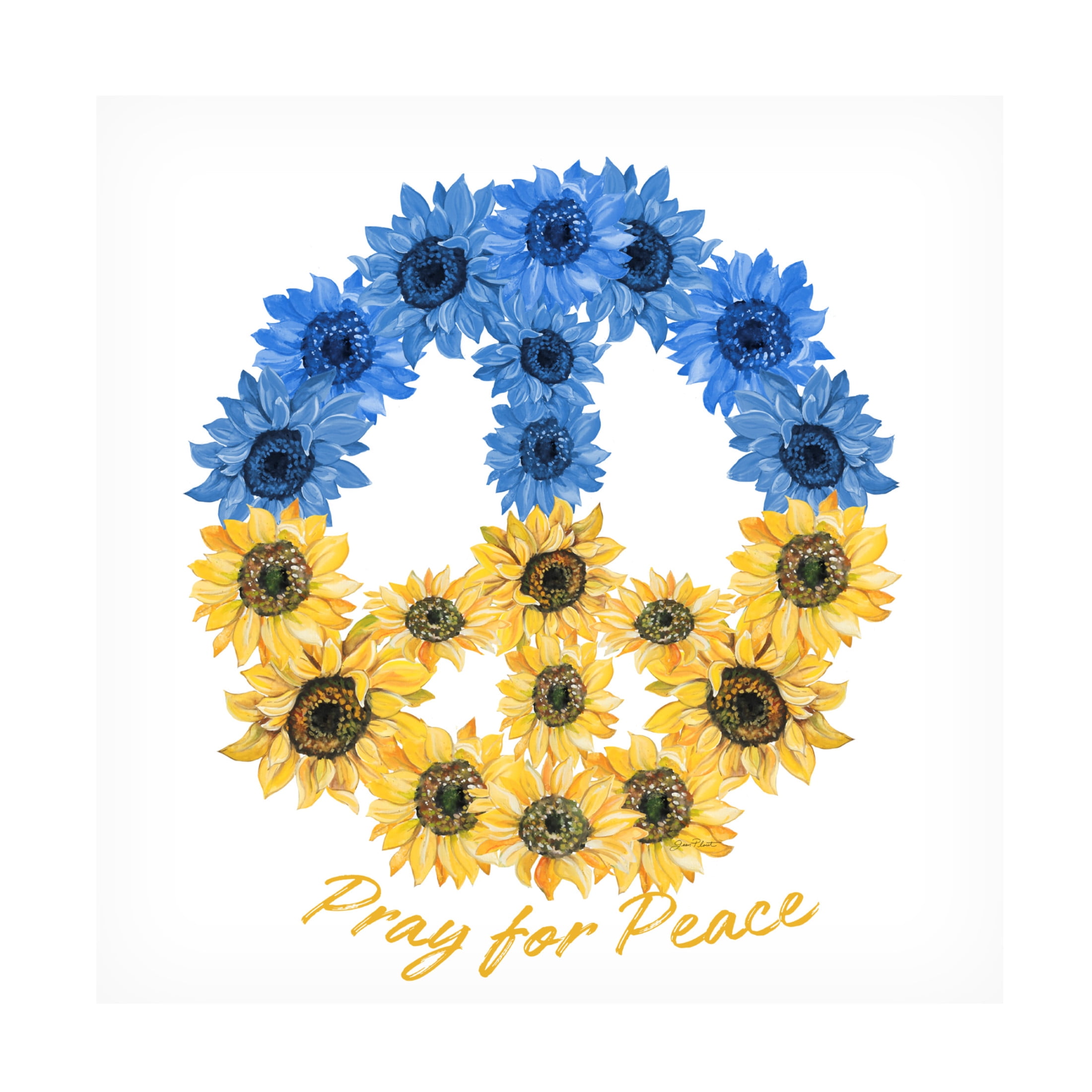 Canvas Wall Art - Jean Plout 'Pray for Peace' Wall Art for Living Room, Bedroom, or Office Décor by Trademark Fine Art - 35 x 35 Inches