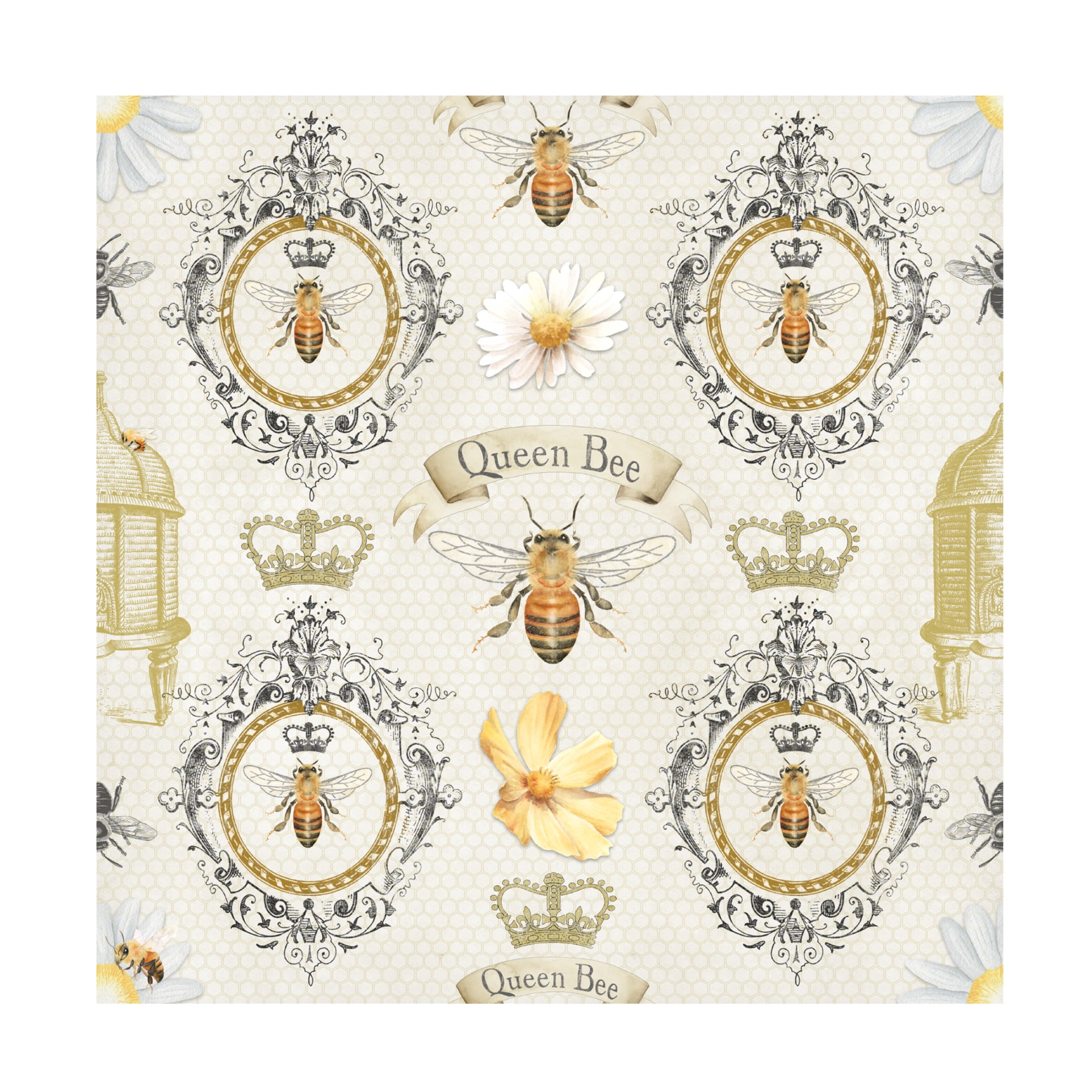 Canvas Wall Art - Jean Plout 'Queen Bee Collection C' Wall Art for Living Room, Bedroom, or Office Décor by Trademark Fine Art - 14 x 14 Inches