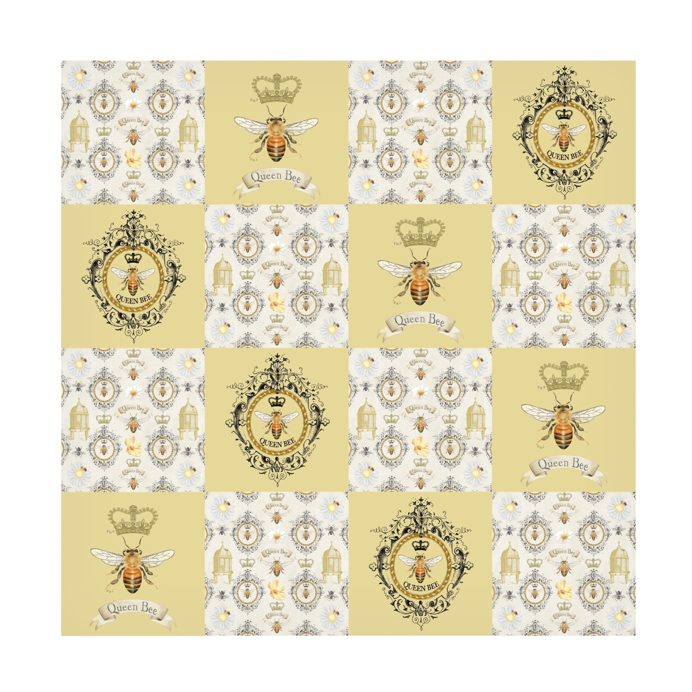 Canvas Wall Art - Jean Plout 'Queen Bee Collection D' Wall Art for Living Room, Bedroom, or Office Décor by Trademark Fine Art - 14 x 14 Inches
