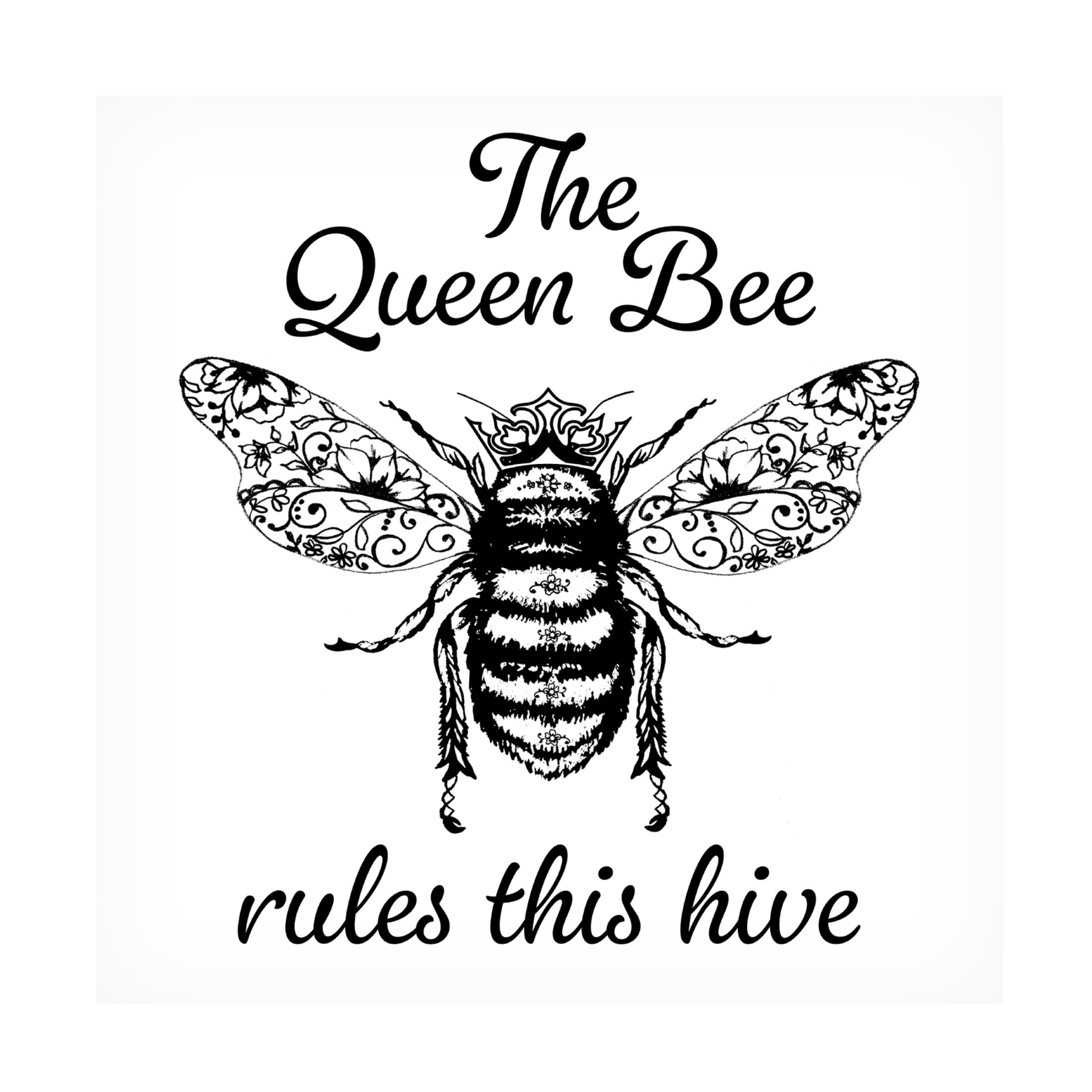 Canvas Wall Art - Jean Plout 'Queen Typography B' Wall Art for Living Room, Bedroom, or Office Décor by Trademark Fine Art - 24 x 24 Inches