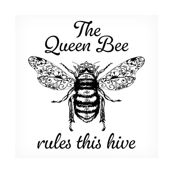 Canvas Wall Art - Jean Plout 'Queen Typography B' Wall Art for Living Room, Bedroom, or Office Décor by Trademark Fine Art - 24 x 24 Inches