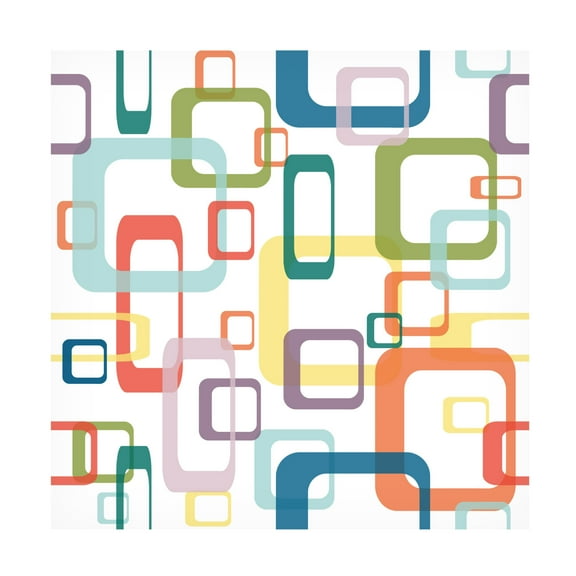 Canvas Wall Art - Jean Plout 'Retro Abstract Squares' Wall Art for Living Room, Bedroom, or Office Décor by Trademark Fine Art - 24 x 24 Inches