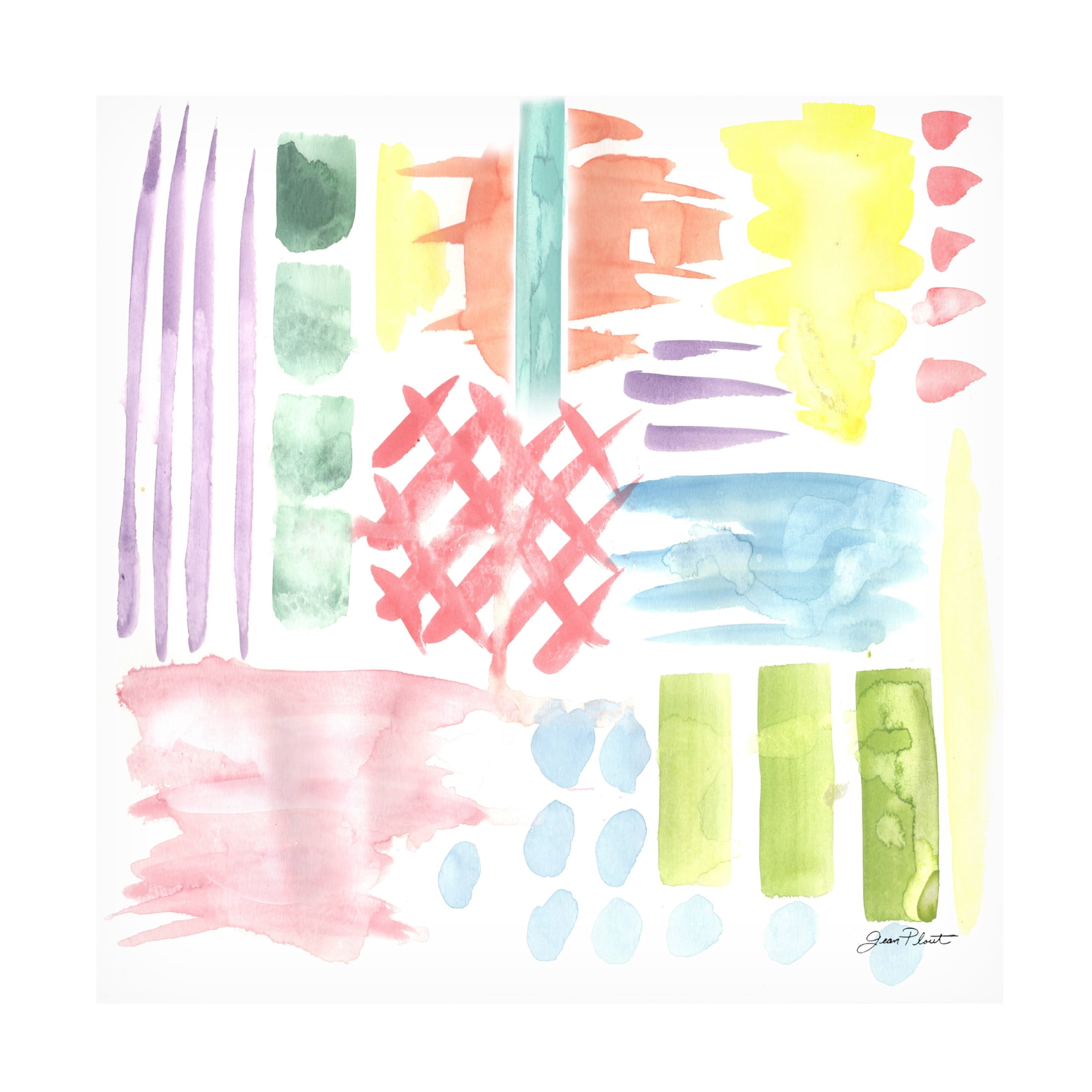 Canvas Wall Art - Jean Plout 'Retro Watercolor Pattern B' Wall Art for Living Room, Bedroom, or Office Décor by Trademark Fine Art - 18 x 18 Inches