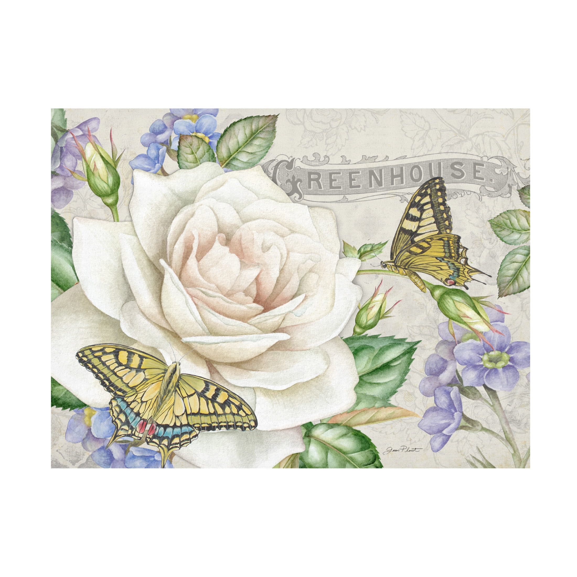 Canvas Wall Art - Jean Plout 'Rose Garden in Bloom B' Wall Art for Living Room, Bedroom, or Office Décor by Trademark Fine Art - 47 x 35 Inches