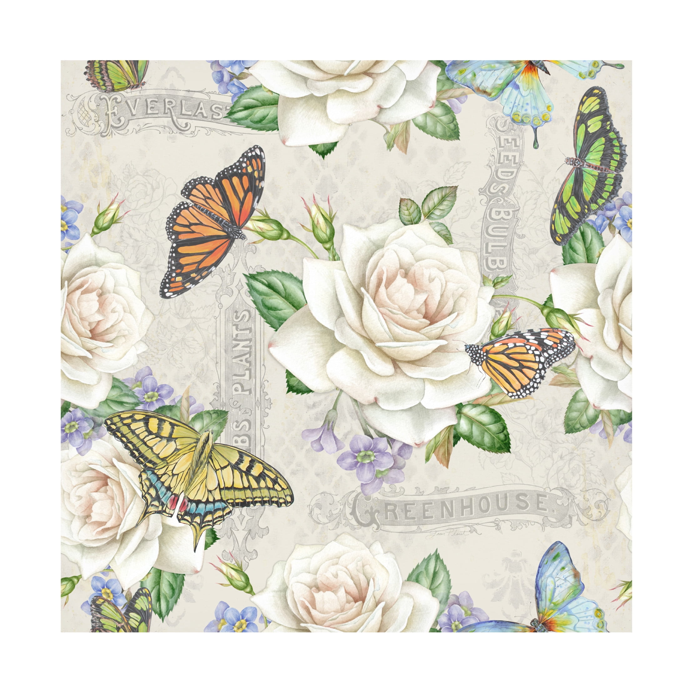 Canvas Wall Art - Jean Plout 'Rose Garden in Bloom E' Wall Art for Living Room, Bedroom, or Office Décor by Trademark Fine Art - 35 x 35 Inches