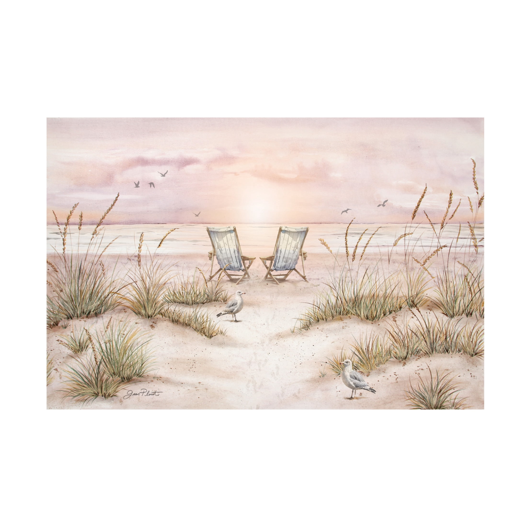 Canvas Wall Art - Jean Plout 'Sand Dune Chairs' Wall Art for Living Room, Bedroom, or Office Décor by Trademark Fine Art - 32 x 22 Inches