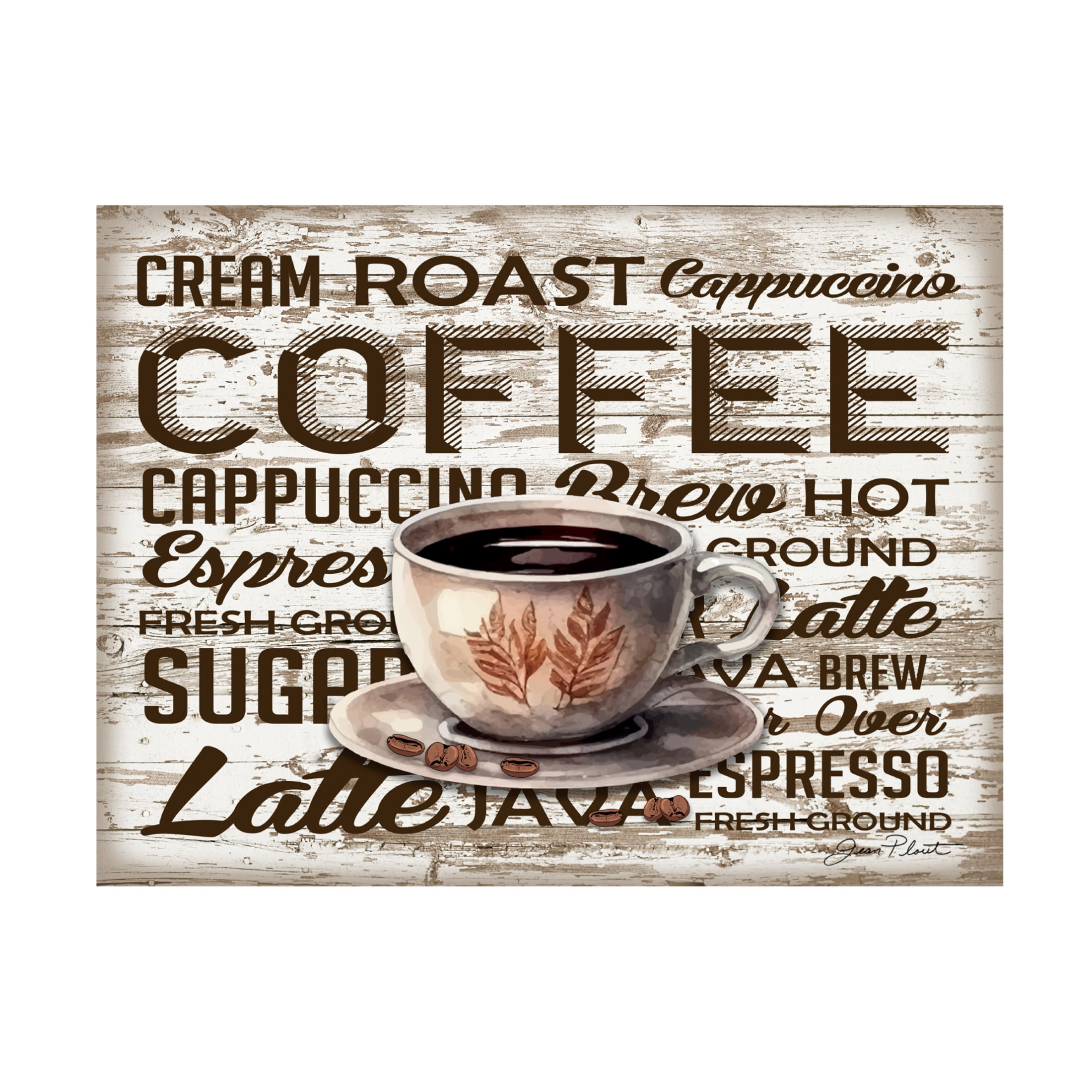 Canvas Wall Art - Jean Plout 'Shiplap Coffee Sign 1' Wall Art for Living Room, Bedroom, or Office Décor by Trademark Fine Art - 32 x 24 Inches