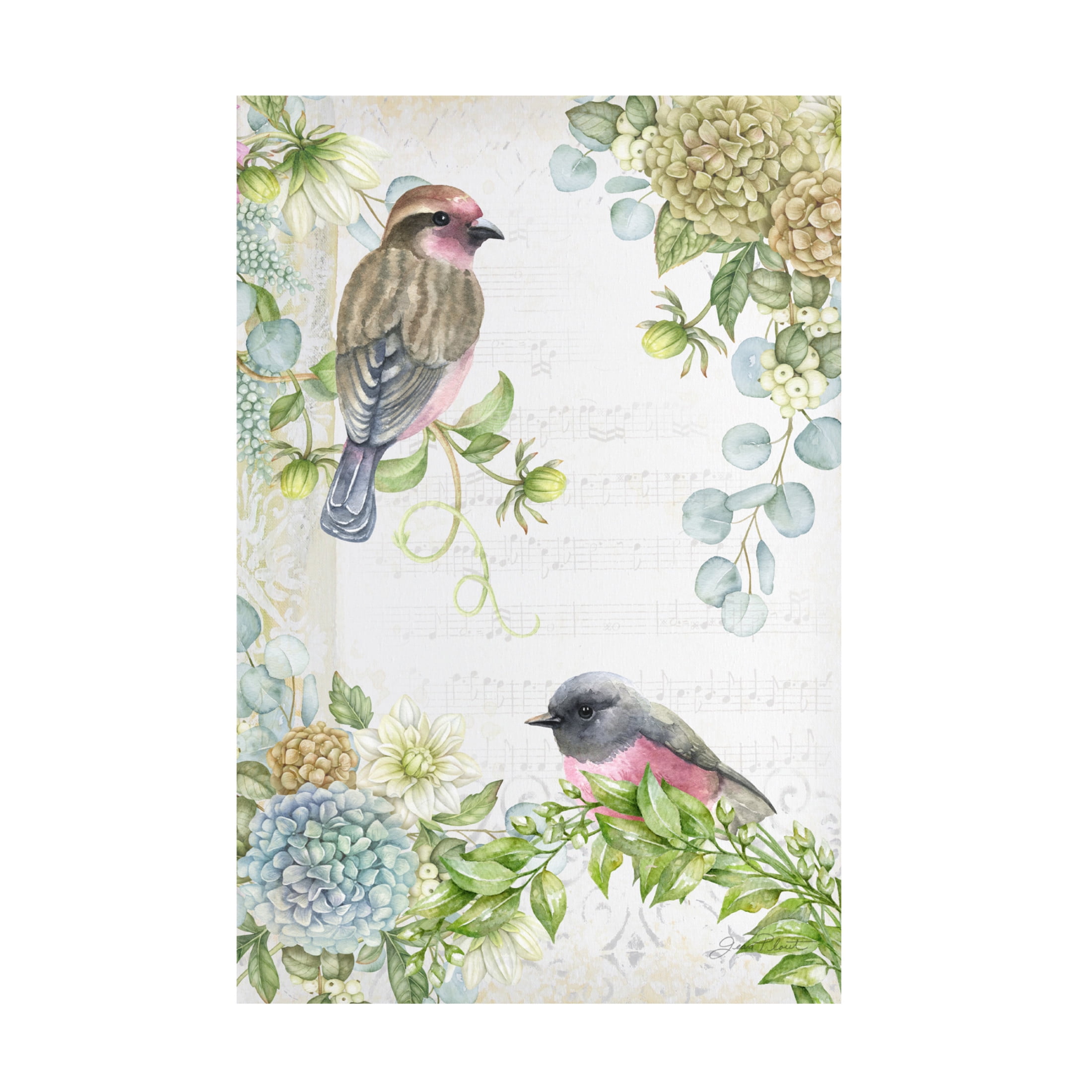 Canvas Wall Art - Jean Plout 'Songbirds A' Wall Art for Living Room, Bedroom, or Office Décor by Trademark Fine Art - 30 x 47 Inches
