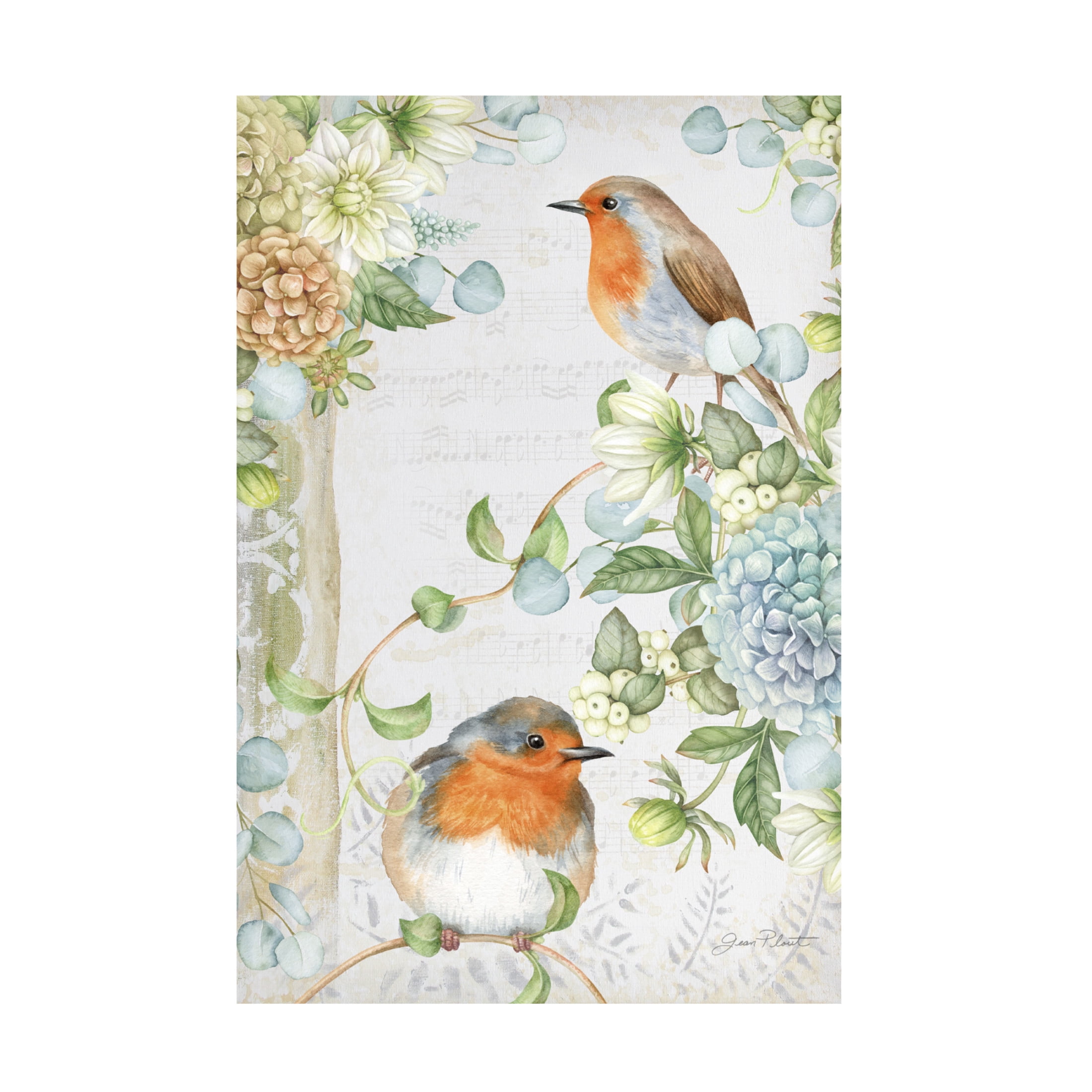 Canvas Wall Art - Jean Plout 'Songbirds C' Wall Art for Living Room, Bedroom, or Office Décor by Trademark Fine Art - 22 x 32 Inches