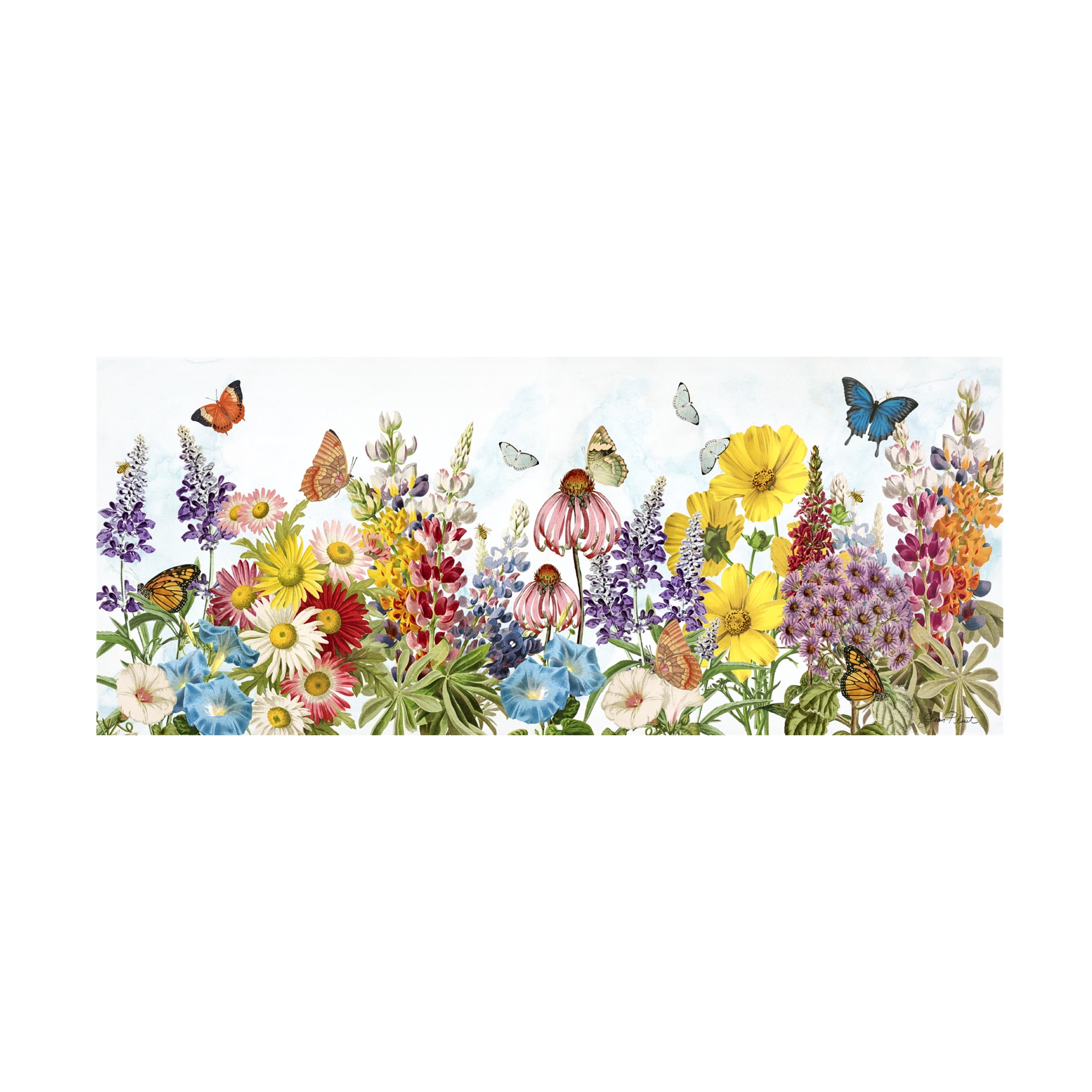 Canvas Wall Art - Jean Plout 'Summer Butterfly Garden Beauty A' Wall Art for Living Room, Bedroom, or Office Décor by Trademark Fine Art - 47 x 20 Inches