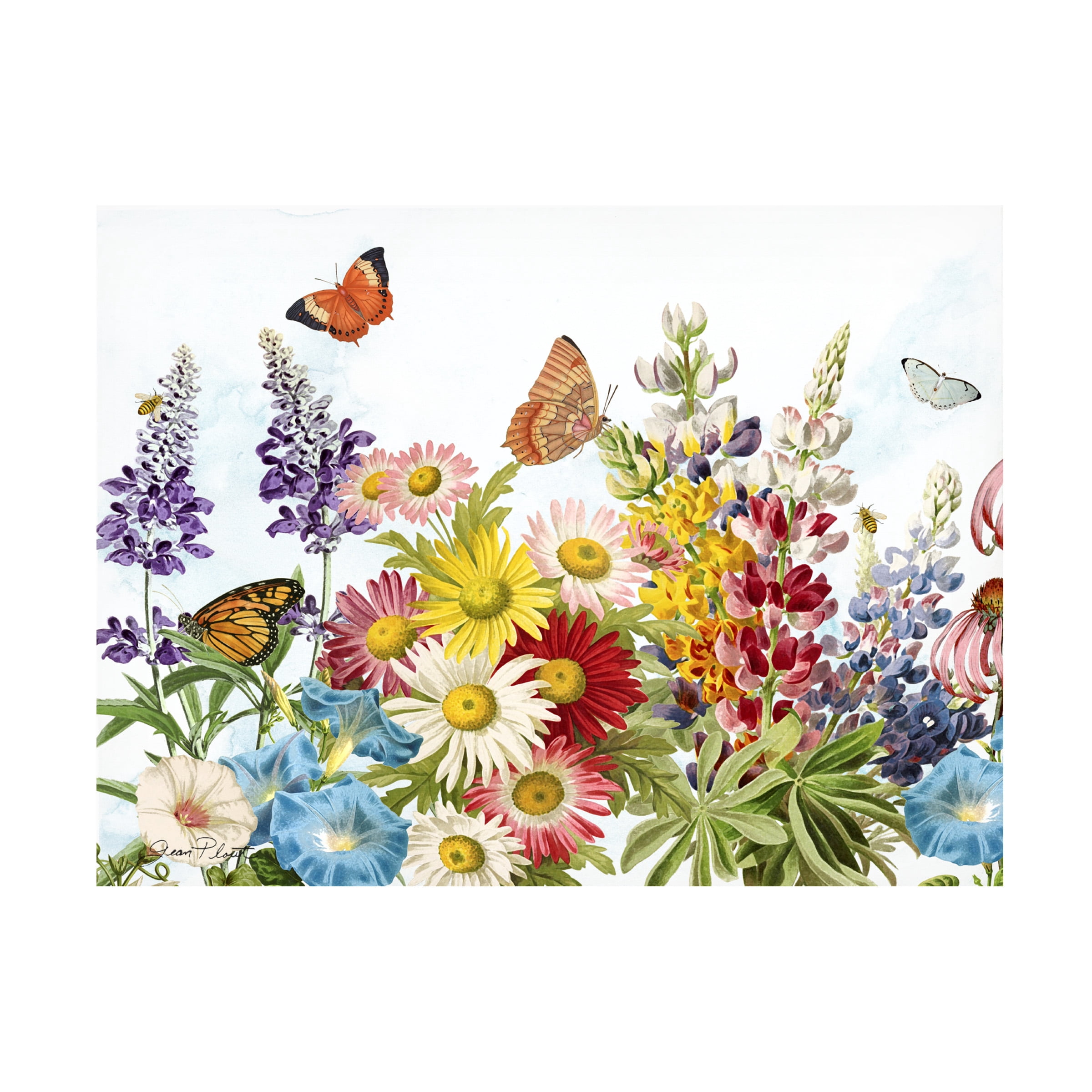 Canvas Wall Art - Jean Plout 'Summer Butterfly Garden Beauty B' Wall Art for Living Room, Bedroom, or Office Décor by Trademark Fine Art - 19 x 14 Inches