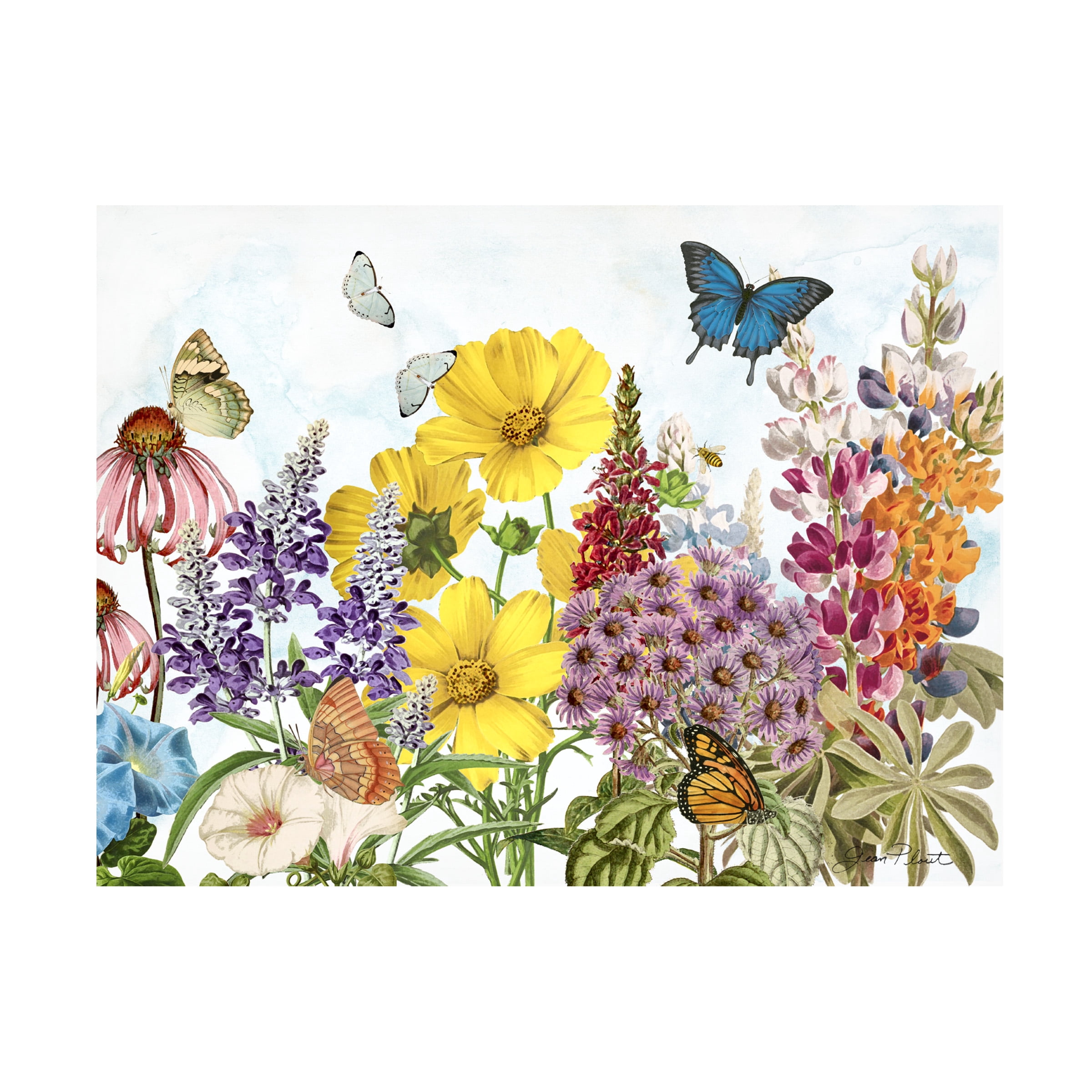 Canvas Wall Art - Jean Plout 'Summer Butterfly Garden Beauty C' Wall Art for Living Room, Bedroom, or Office DÃ©cor by Trademark Fine Art - 32 x 24 Inches