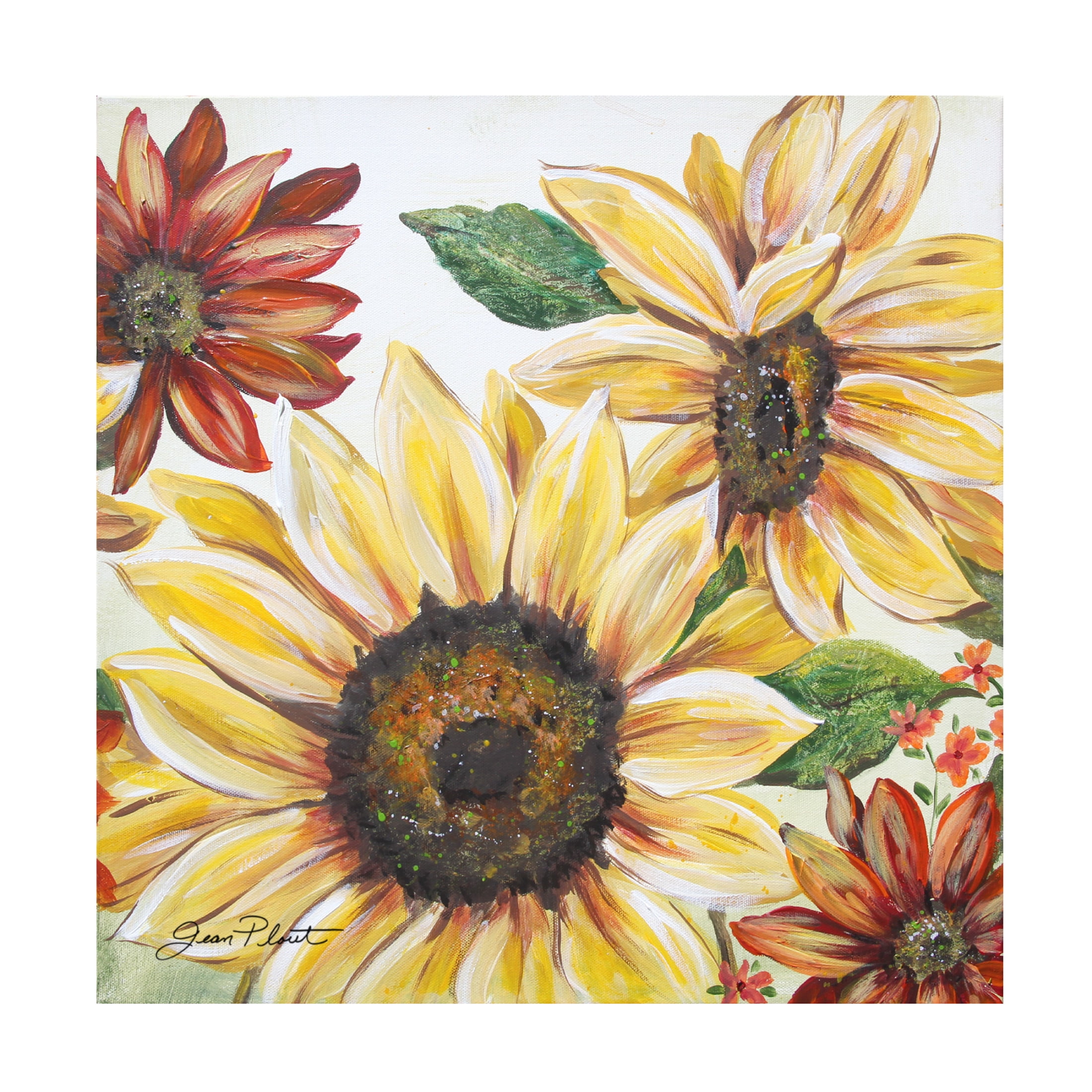 Canvas Wall Art - Jean Plout 'Sunflower Joy B' Wall Art for Living Room, Bedroom, or Office Décor by Trademark Fine Art - 35 x 35 Inches