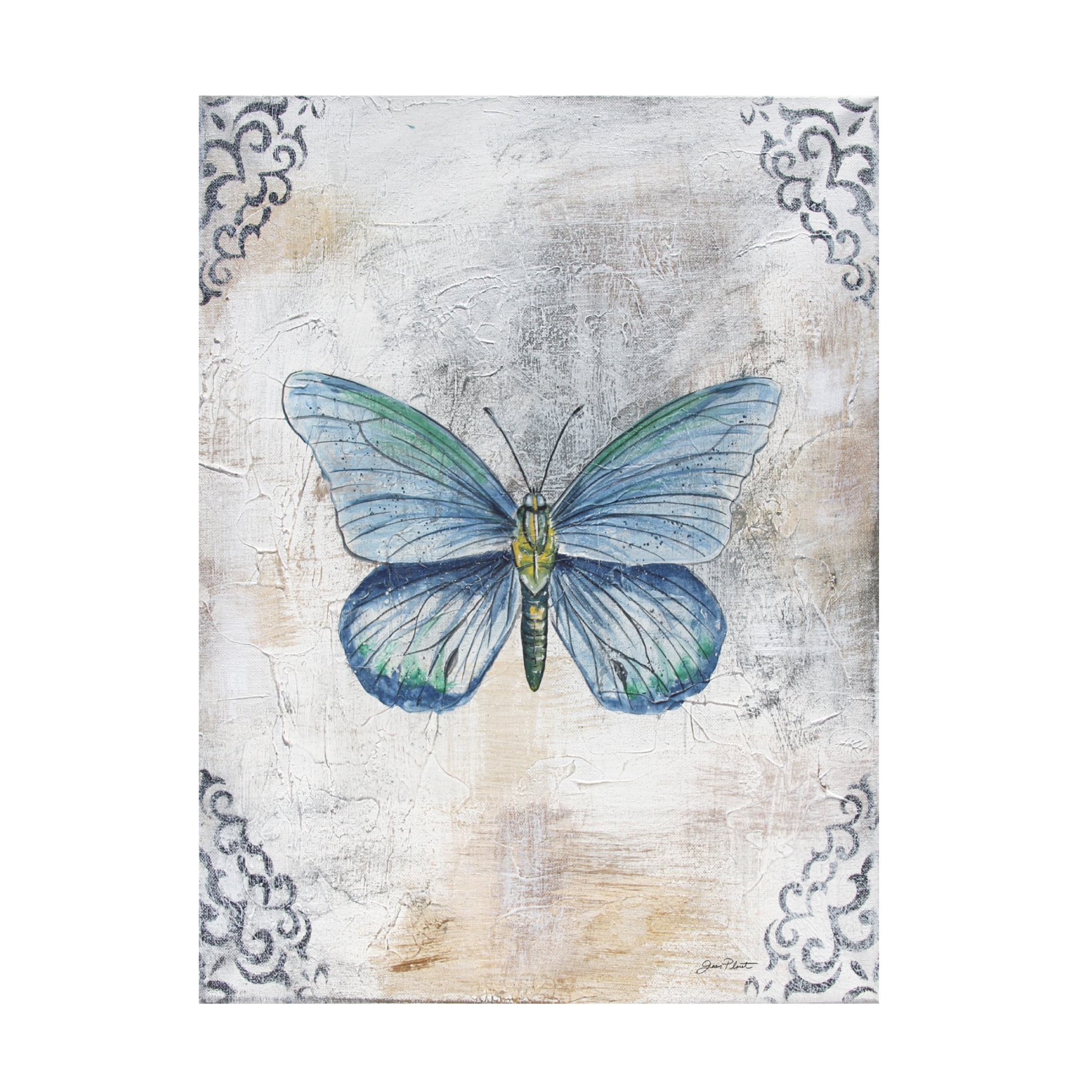 Canvas Wall Art - Jean Plout 'Textured Watercolor Wings A' Wall Art for Living Room, Bedroom, or Office Décor by Trademark Fine Art - 24 x 32 Inches