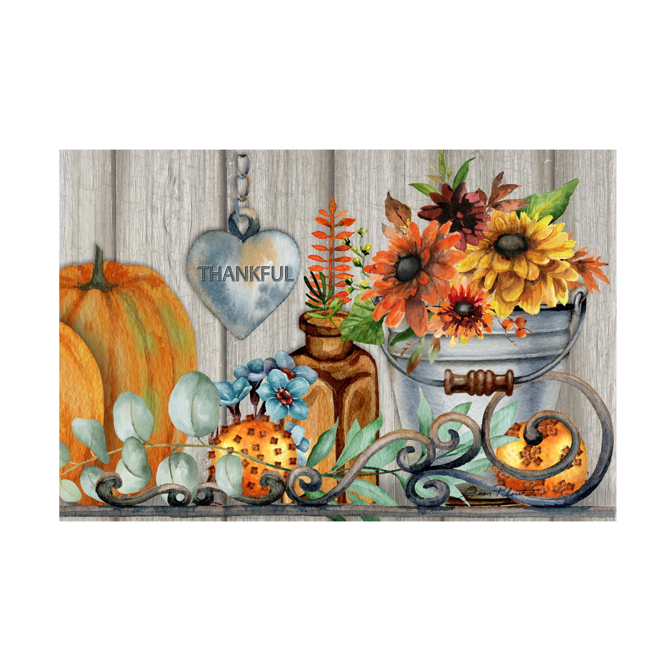 Canvas Wall Art - Jean Plout 'Thankful Heart C' Wall Art for Living Room, Bedroom, or Office Décor by Trademark Fine Art - 47 x 30 Inches